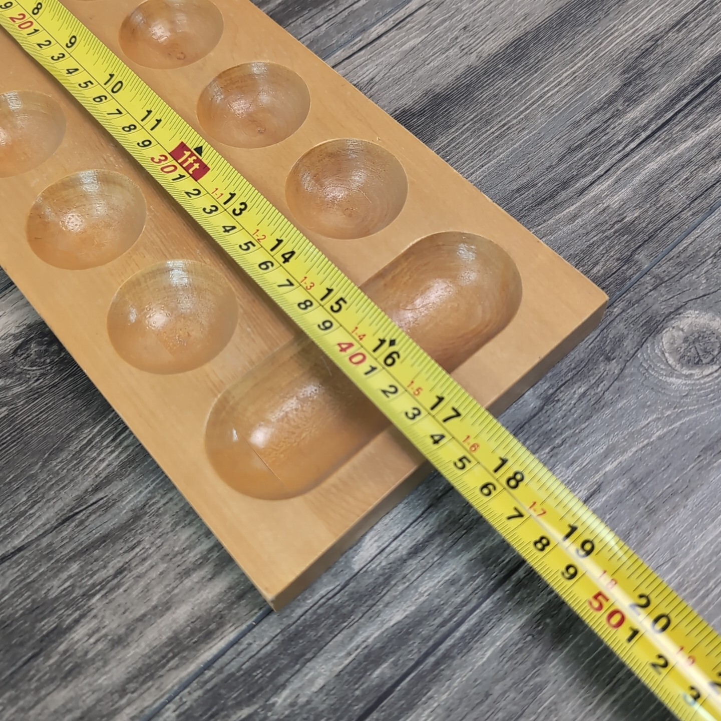 Mancala Solid Wood Game Board Gemstone Playing Pieces Not Included 17″
