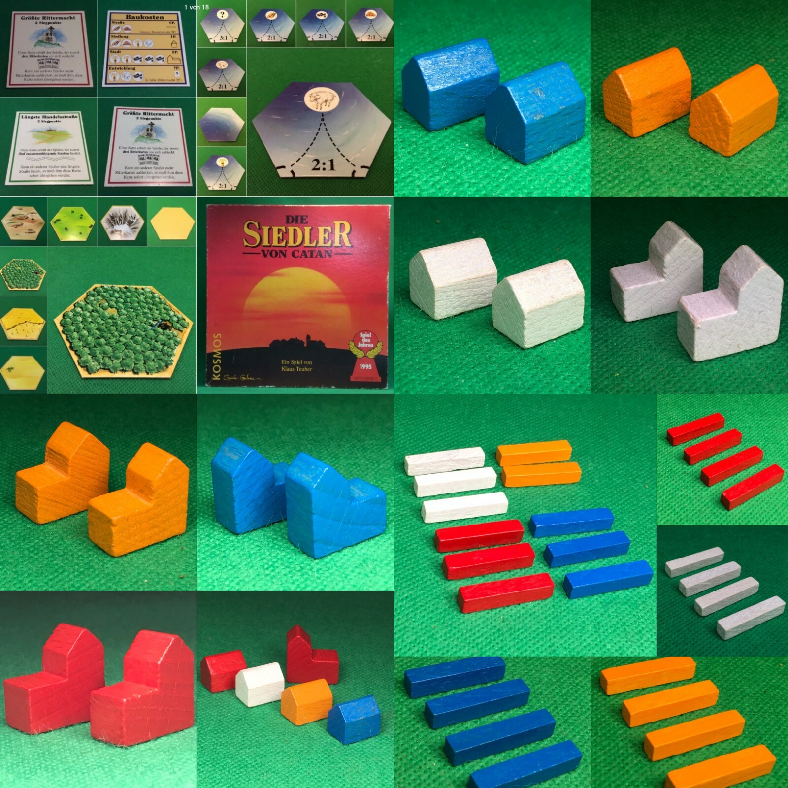 Die Siedler von Catan Holz Ed. Seefahrer Ersatzteil,Schiffe, Felder, Str #SP