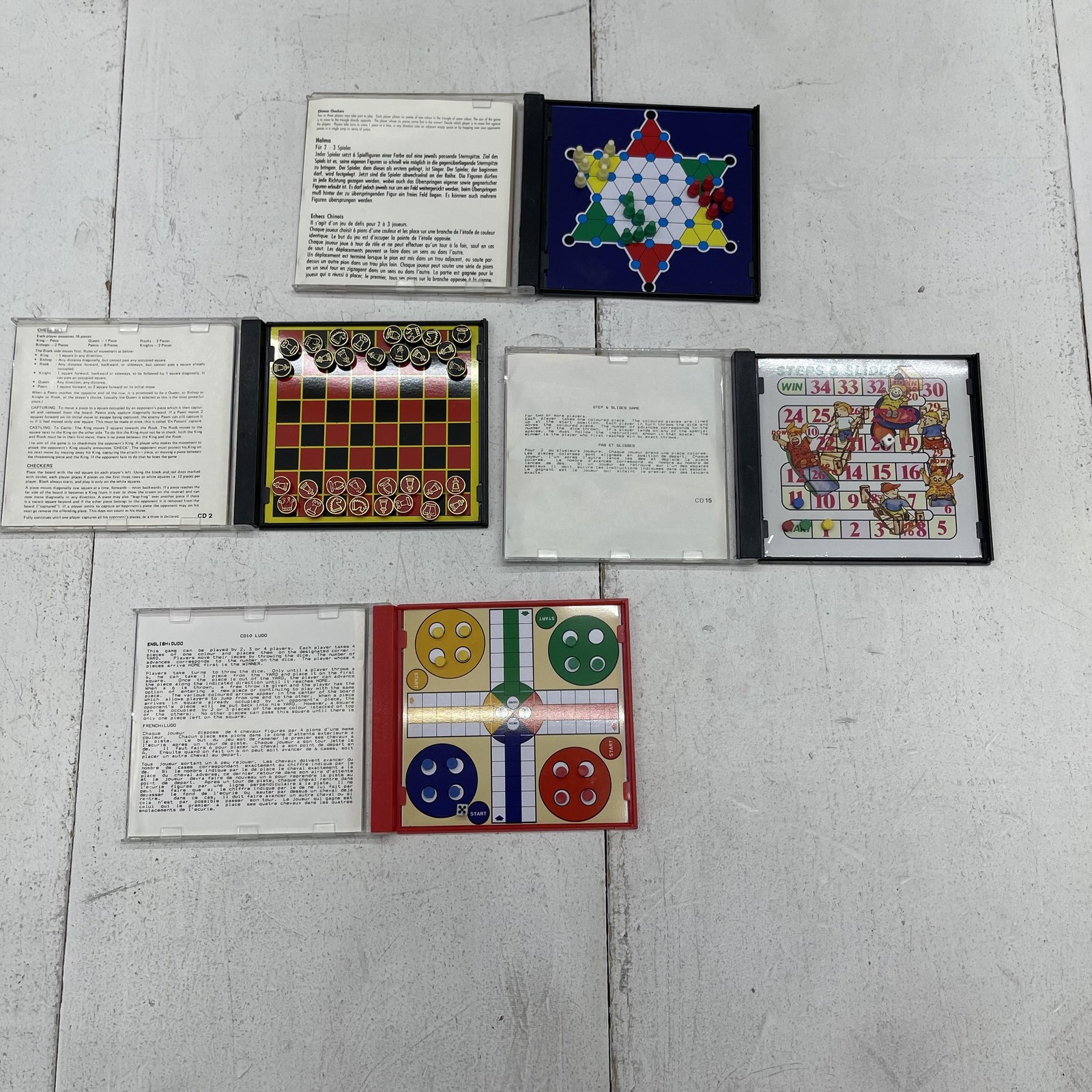 Magnetic CD Travel 4 Game Lot Chess Ludo Chinese Checkers Halma Steps & Slides