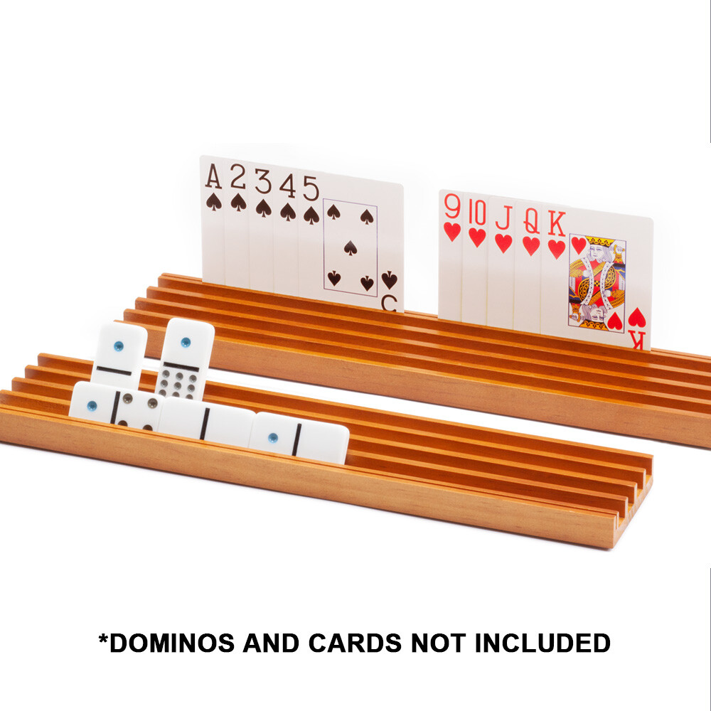 Wooden Domino Racks. Mexican Train Dominoes Game Trays/Card Holders (Set of 4)