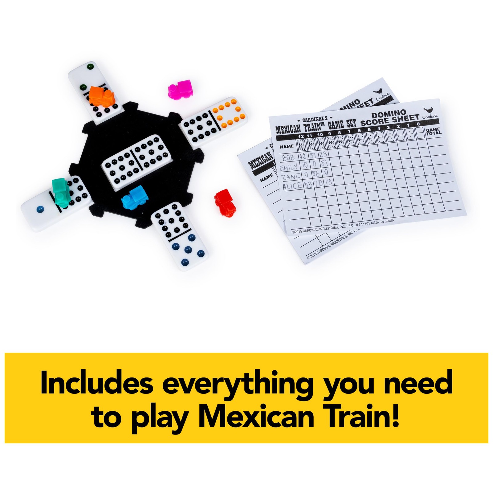 Spin Master Games Mexican Train Dominoes Set in Metal 1 unit, Multi Color