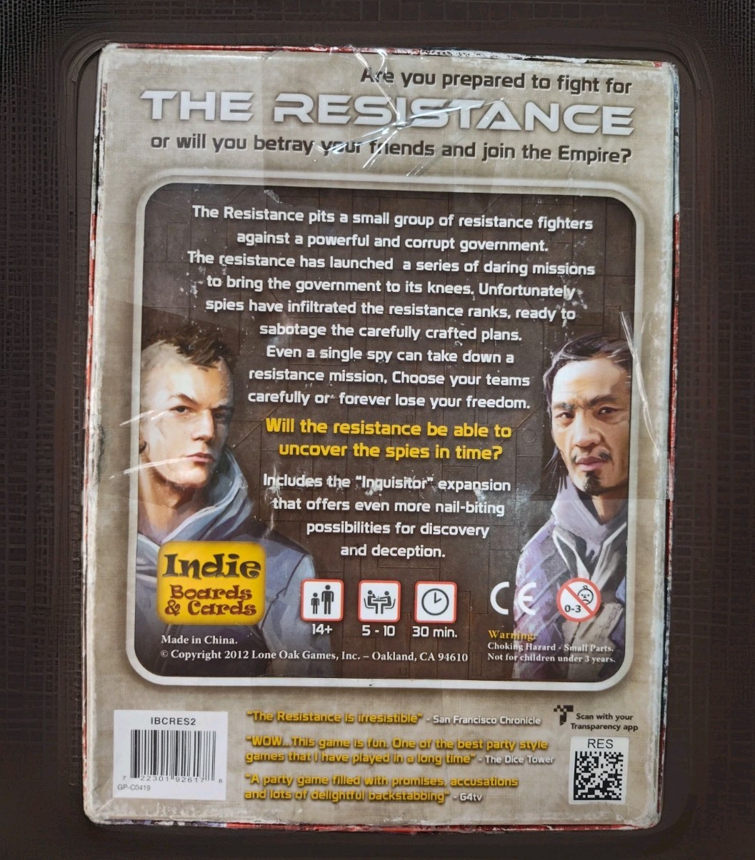 The Resistance Board Game Indie Boards & Cards – 100% Playable – 99% Complete