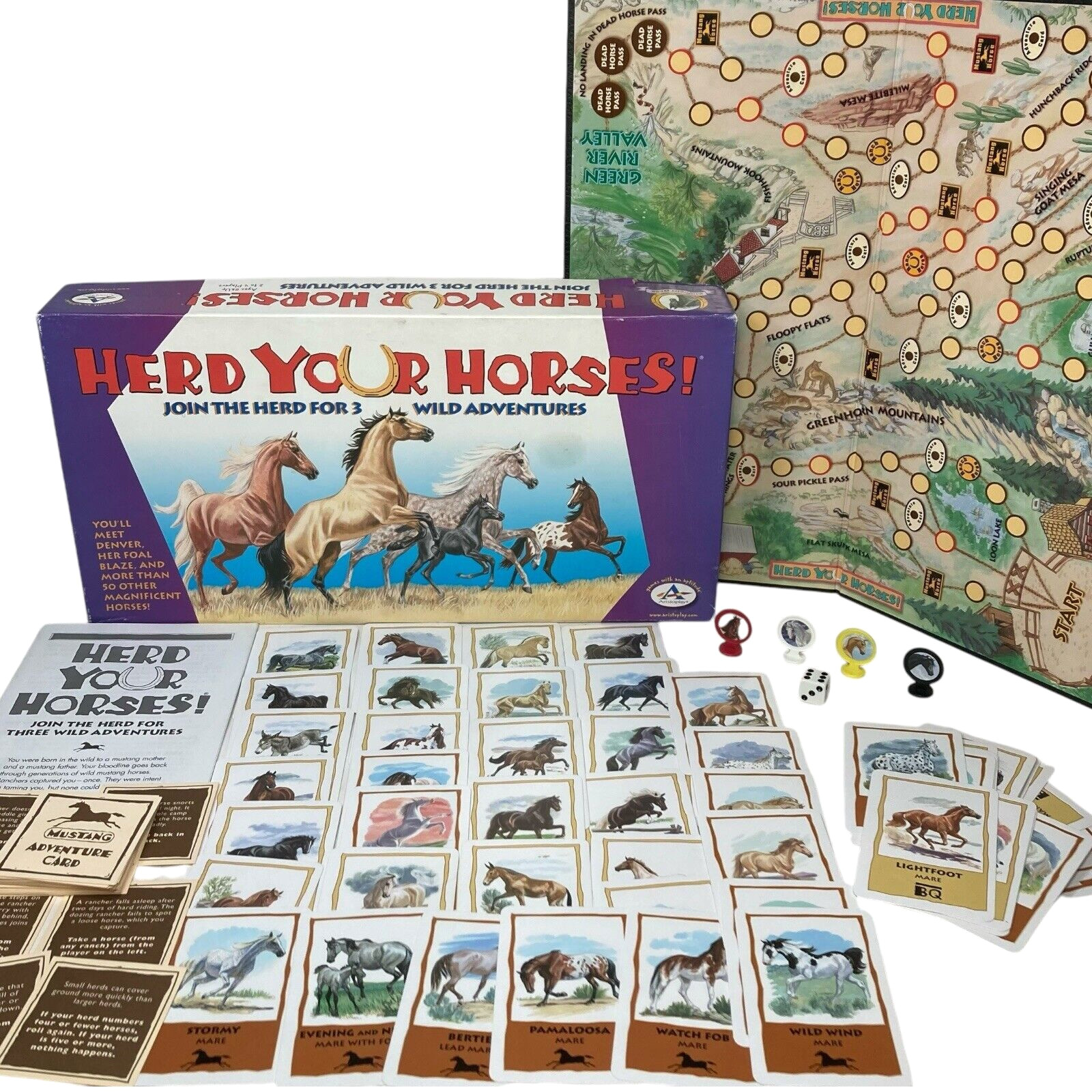 Herd Your Horses Board Game 3 Wild Adventures Aristoplay 100% Complete 2009