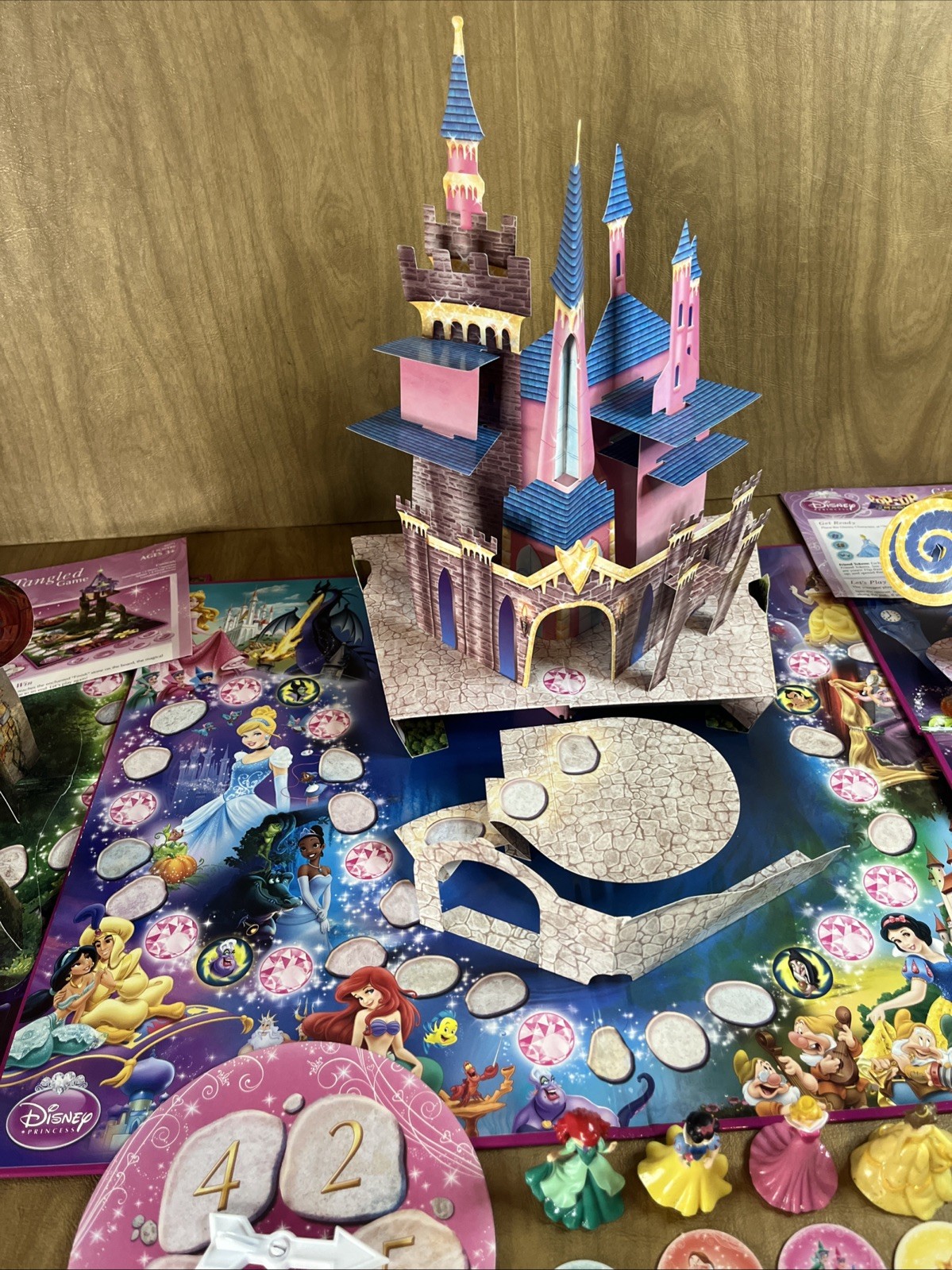 Disney Princess Pop-Up Magic Castle Tangled & Cinderellas Coach Board Games Lot