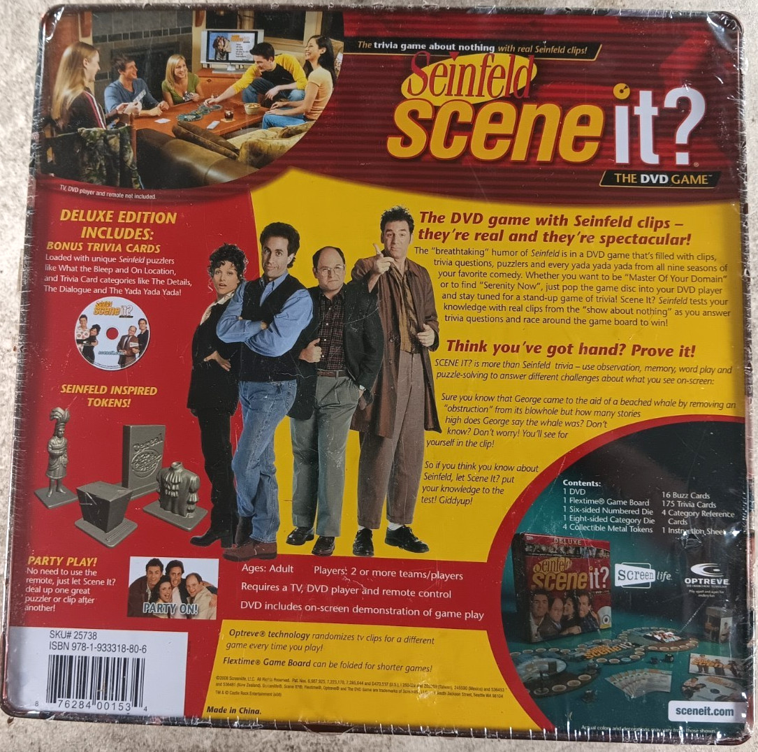 Deluxe Edition Seinfeld Scene It DVD Trivia Board Game Tin Box sealed