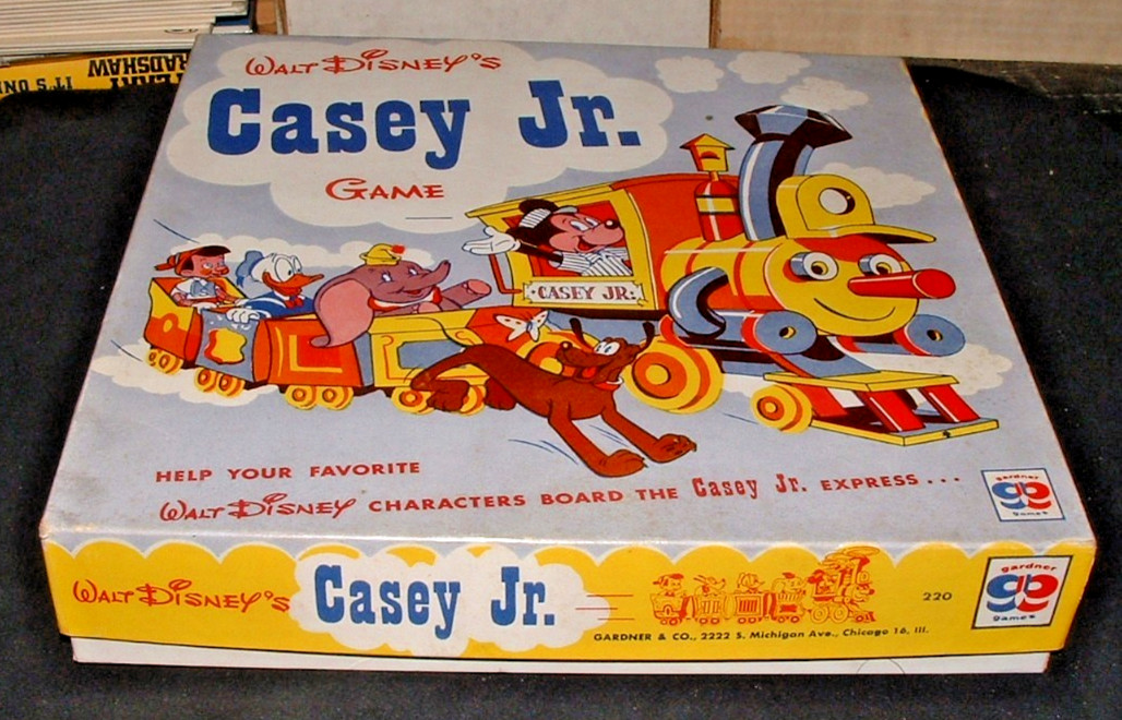 VINTAGE 1950s Disney CASEY JR Train Board Game Gardner Co Spinner Tickets Nice