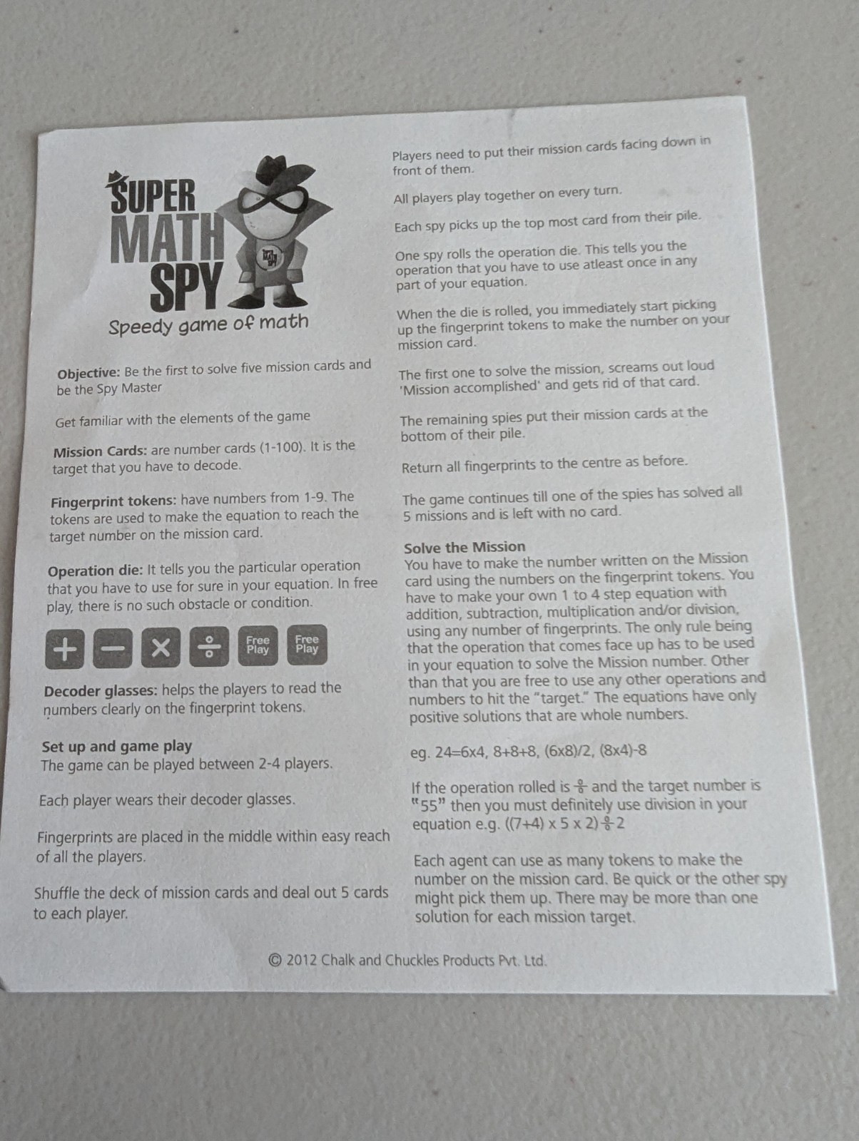 Super Math Spy Speedy Game of Math Logic & Problem Solving Skill Speed Brand New