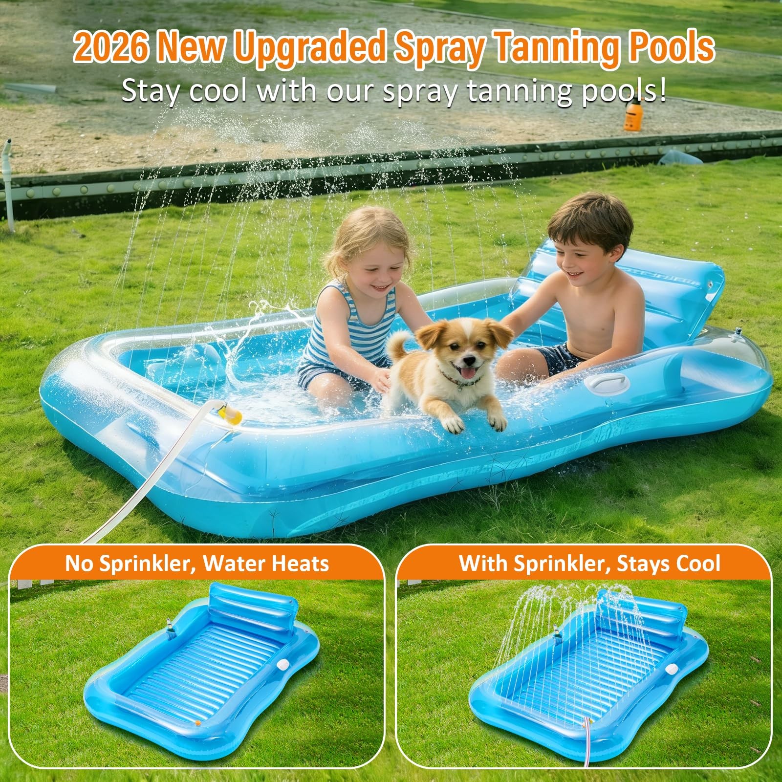 Pool Float 77 x 48 Inflatable Tanning Lounger Sprinkler Pillow Cup Adult Holder