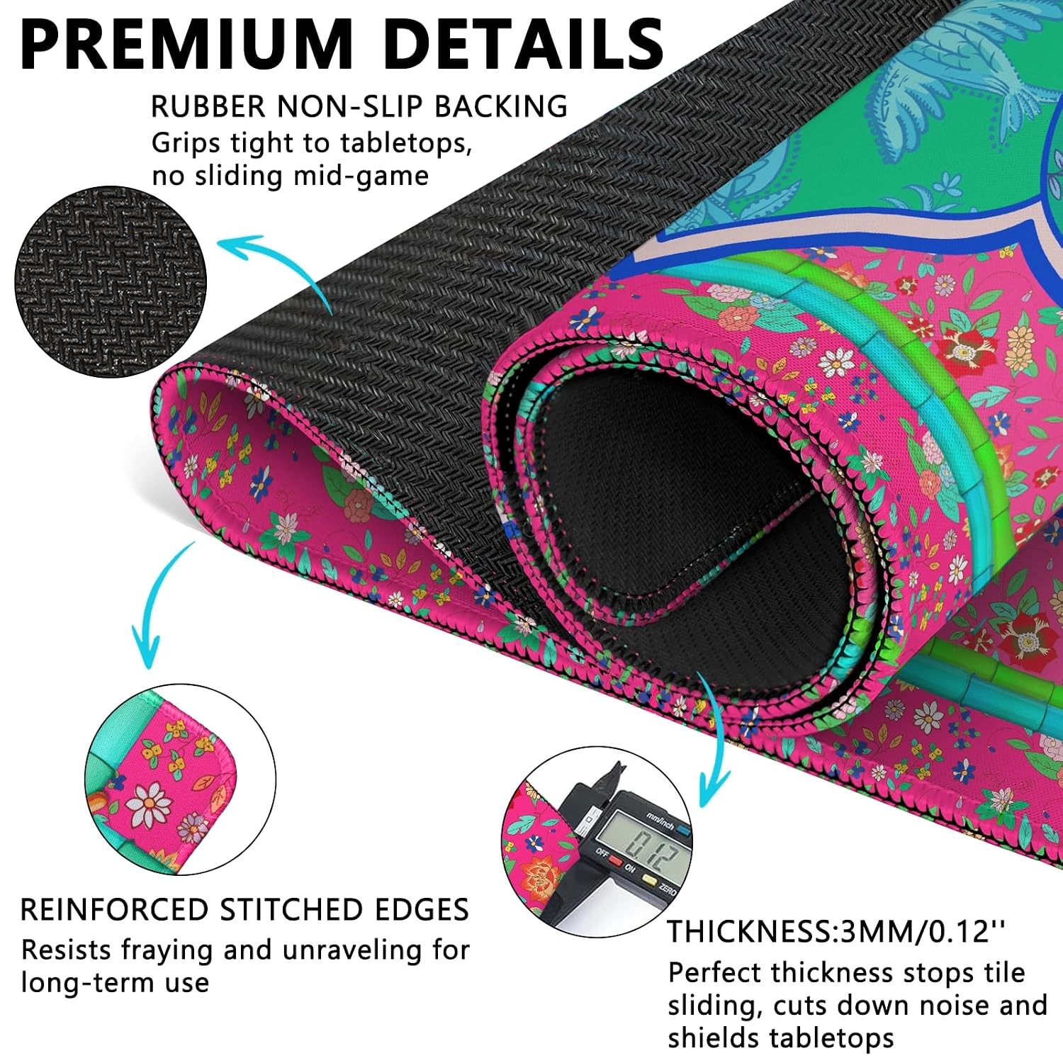 Noise Reduction Mahjong Game Mat 31.5″ X 31.5″ with Carrying Bag and 3 Dice