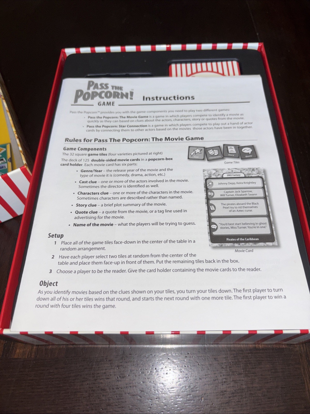 Pass The Popcorn Game Fast Pace Family Movie Trivia Game Complete