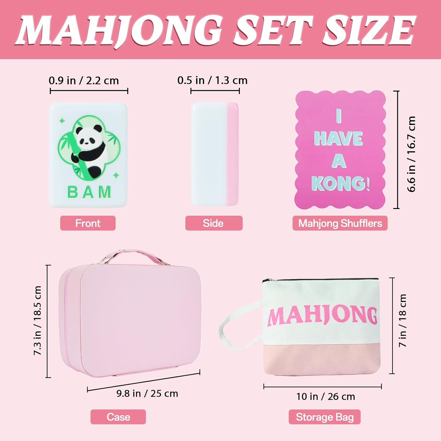 American Mahjong Tile Set 160 Mahjong Tiles Set with Bag Pink Back Melamine 1.2