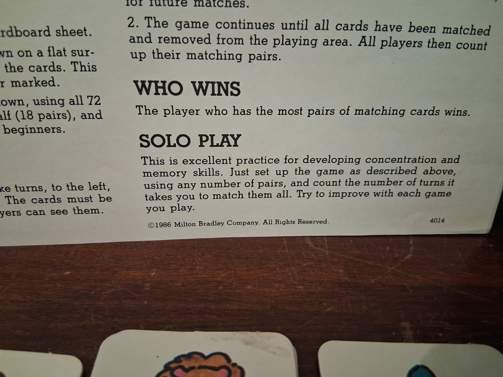 Lot of 2 Vtg 1980’s Milton Bradley THE ORIGINAL MEMORY Game & FRONTS AND BACKS