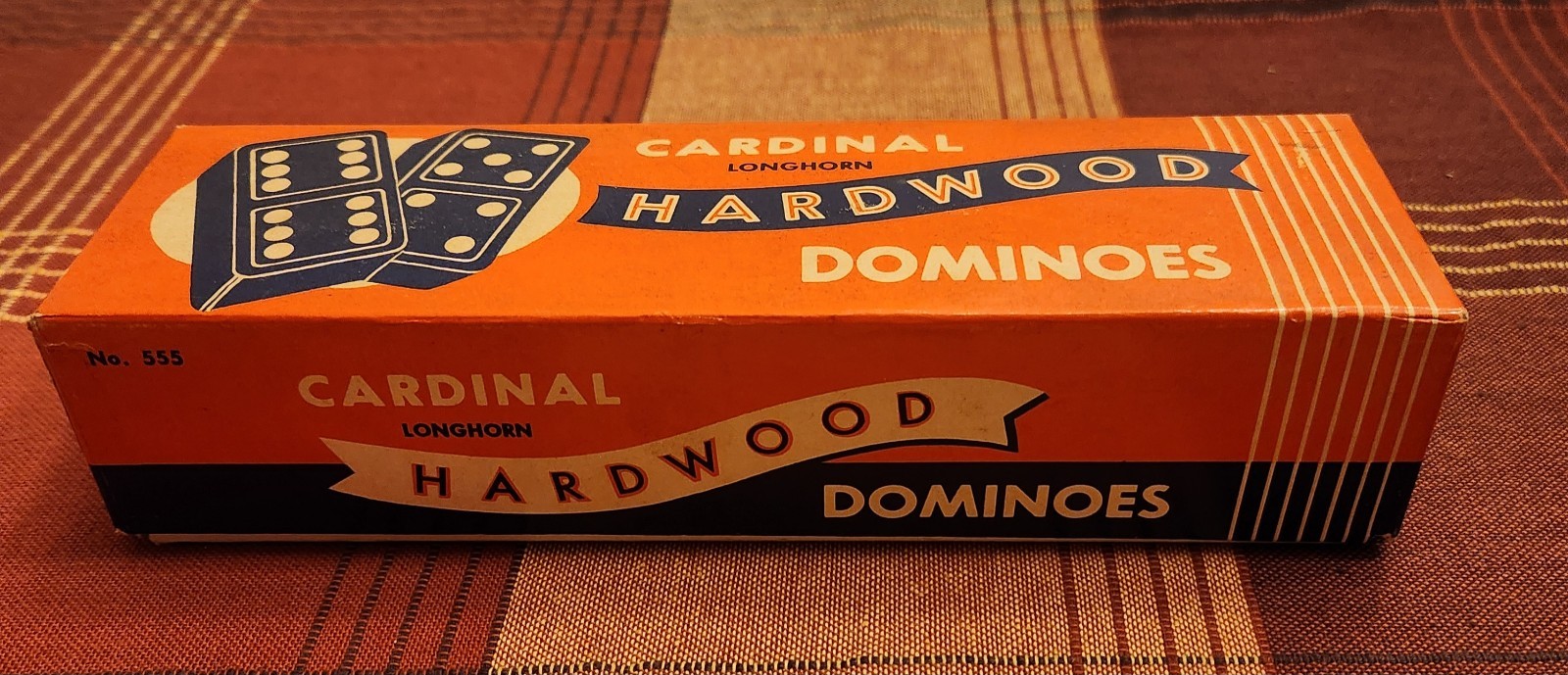 Vintage Cardinal Products Hardwood Dominoes #555 West Germany Double Six Orange
