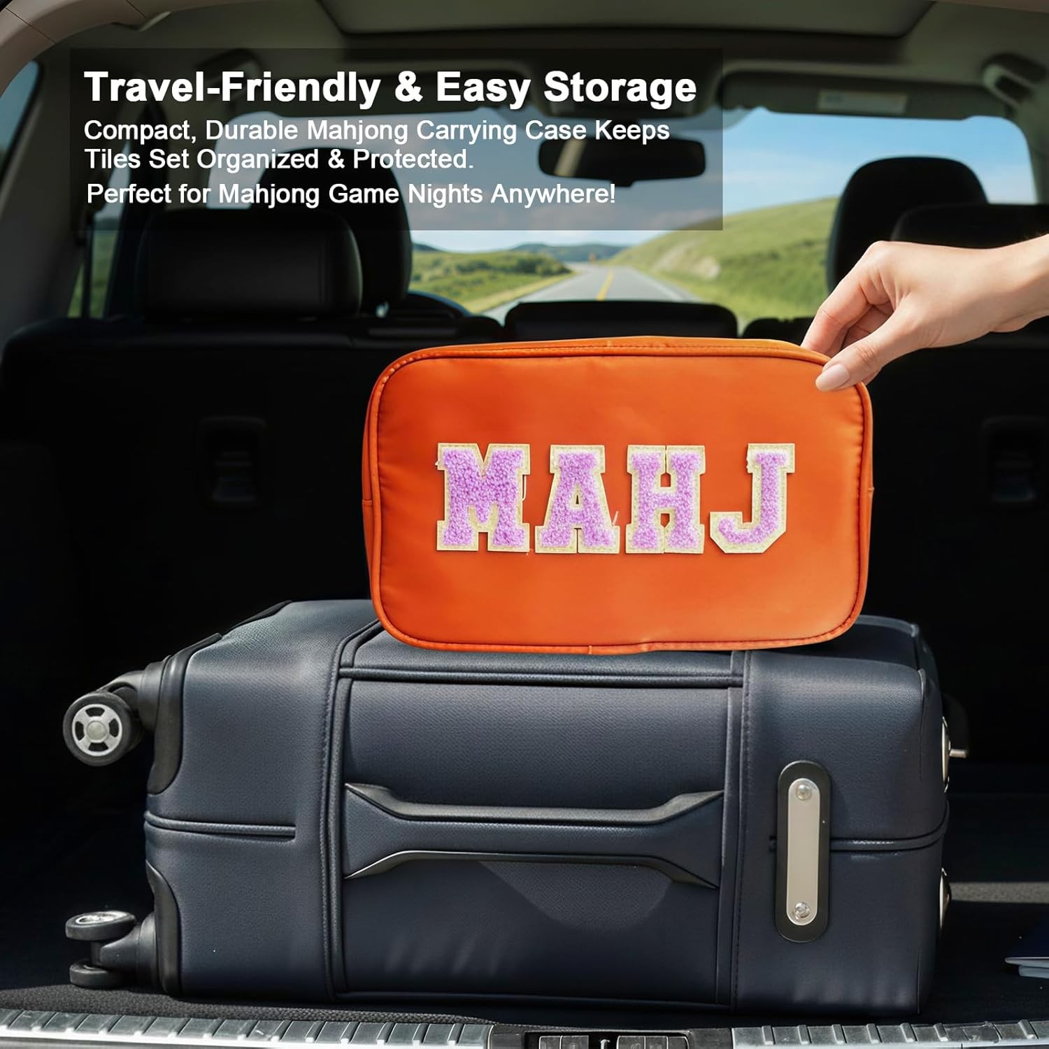 Mahjong Tile Bag Brown Waterproof American Mahjong Case 166 Tiles Zipper Bag