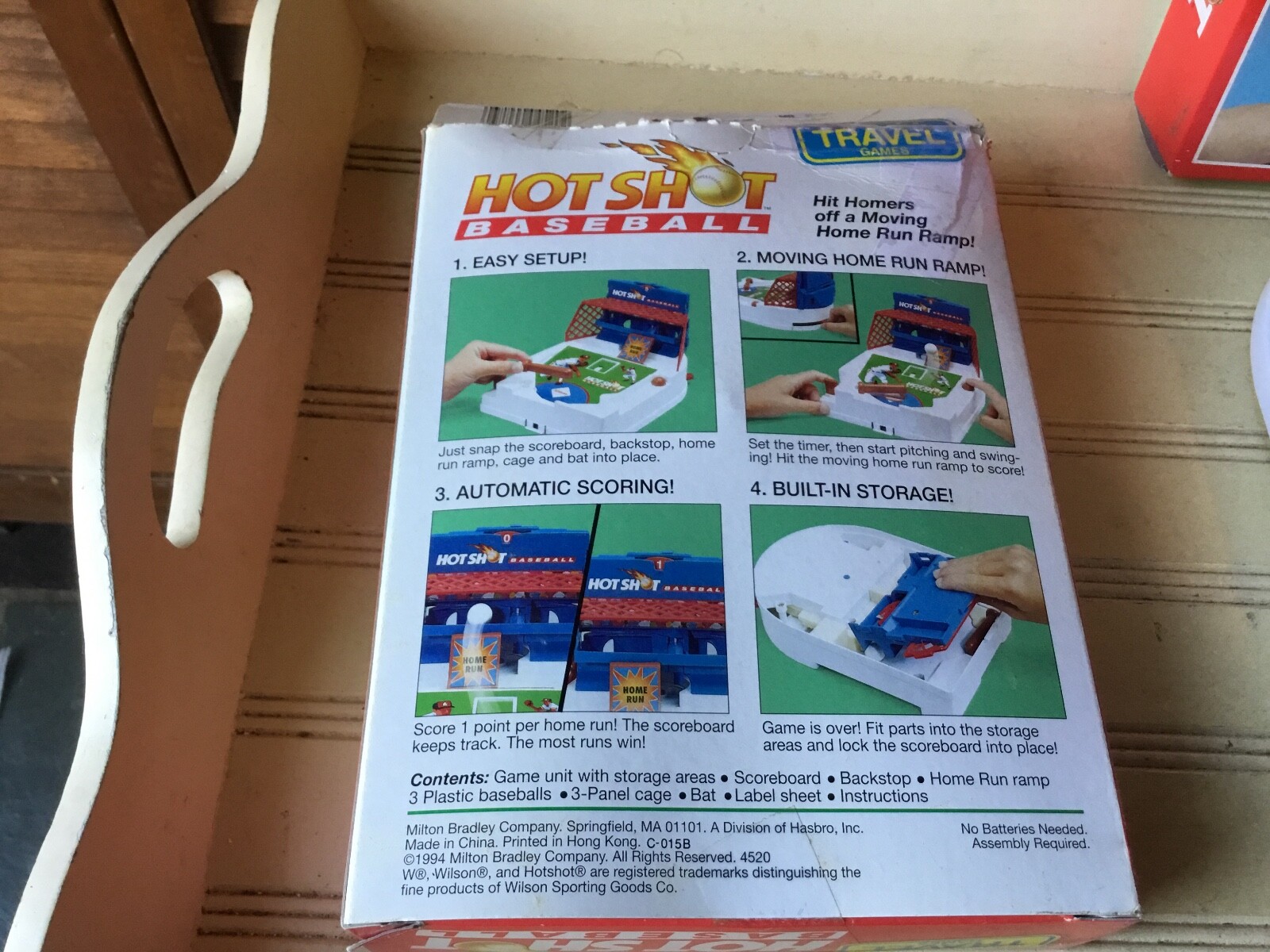 VTG MILTON BRADLEY GAMES HOT SHOT TRAVEL BASEBALL & BASKETBALL – BB HOOP USED