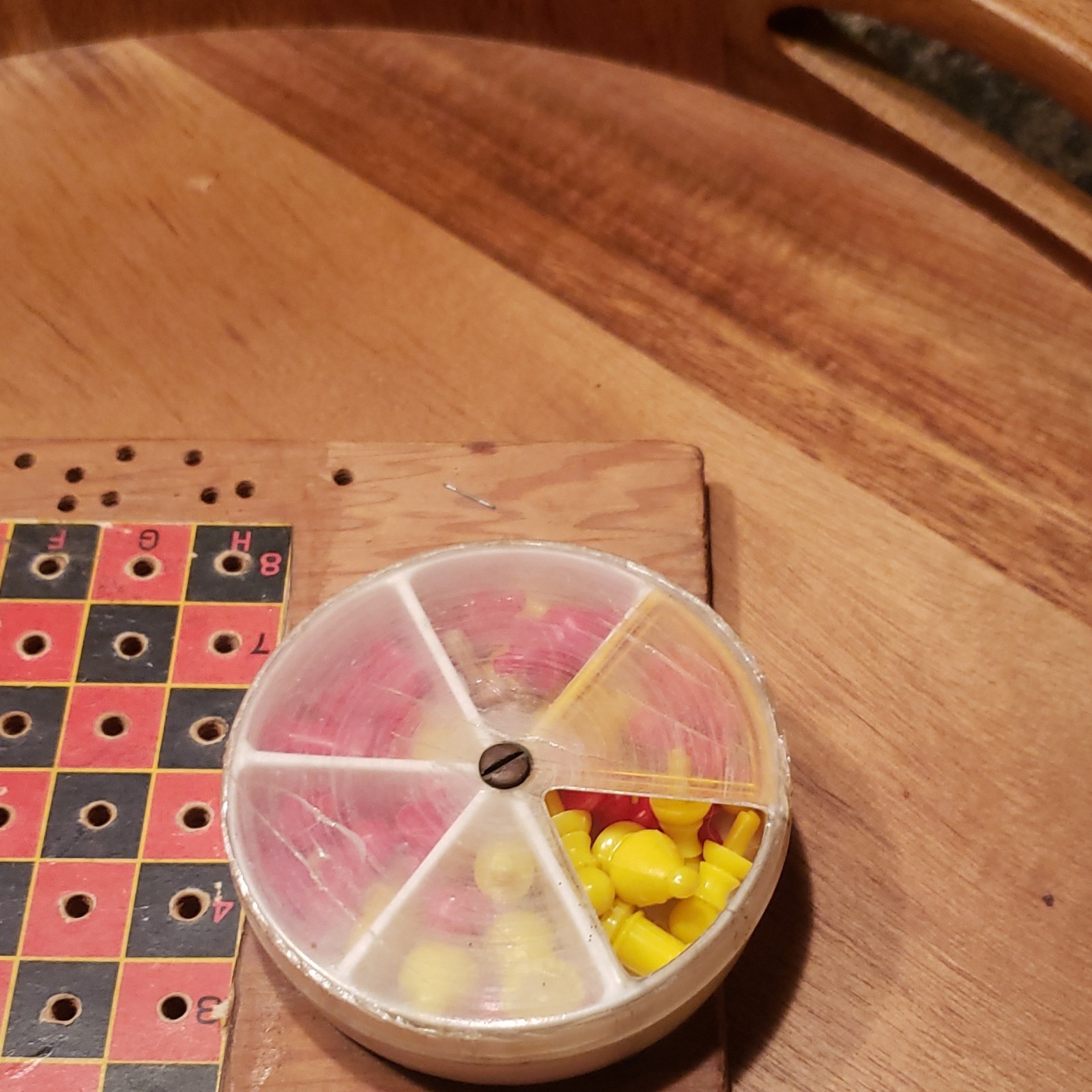 Vintage Wooden Strategy Board Game with Pegs & Storage Container