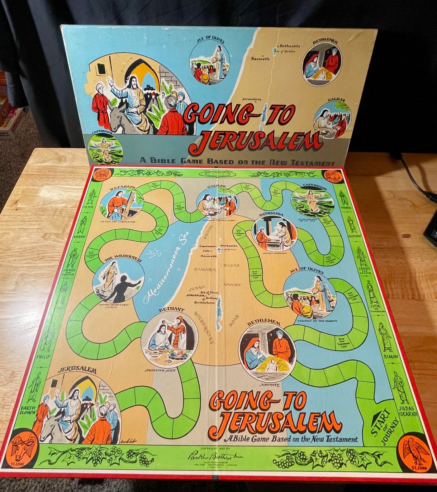 Vintage 1955 Parker Brothers “Going to Jerusalem” Bible Game – Complete