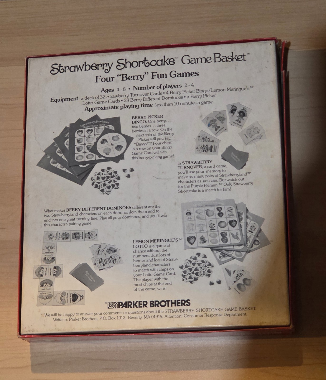 Vintage 1981 Stawberry Shortcake Game Basket Four “Berry” Fun Games Parker Bros