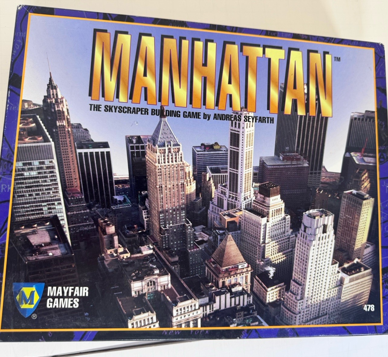 Complete- VTG Manhattan Mayfair Games Board Game 1996 Skyscraper Building