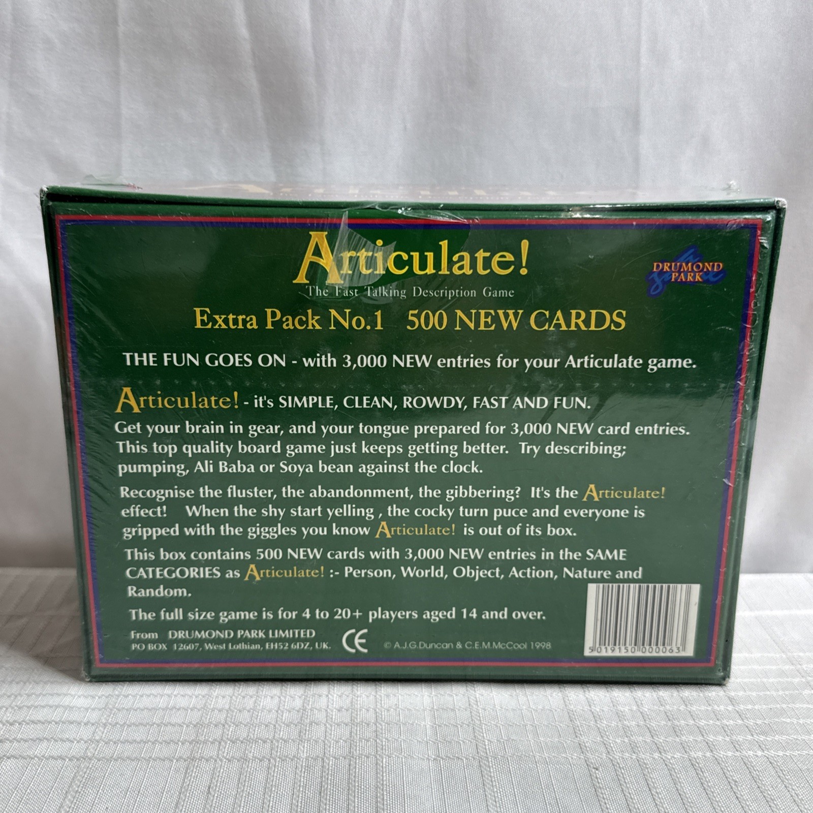 Articulate! Extra Pack No. 1 – 500 Card Expansion Drumond Park 1998 VINTAGE NEW
