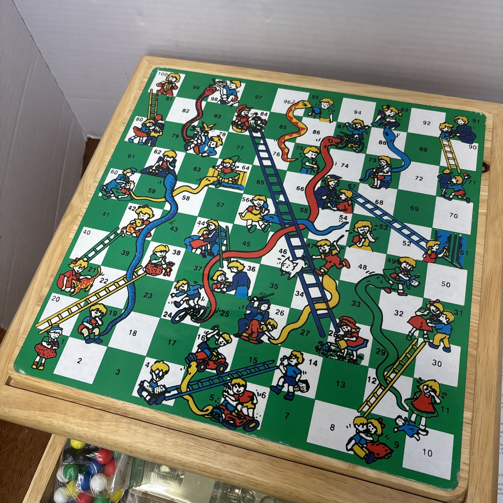 Cardinal 2002 GAME HOUSE 10 Classic Games WOOD Boards & Box Chess Checkers Pachi