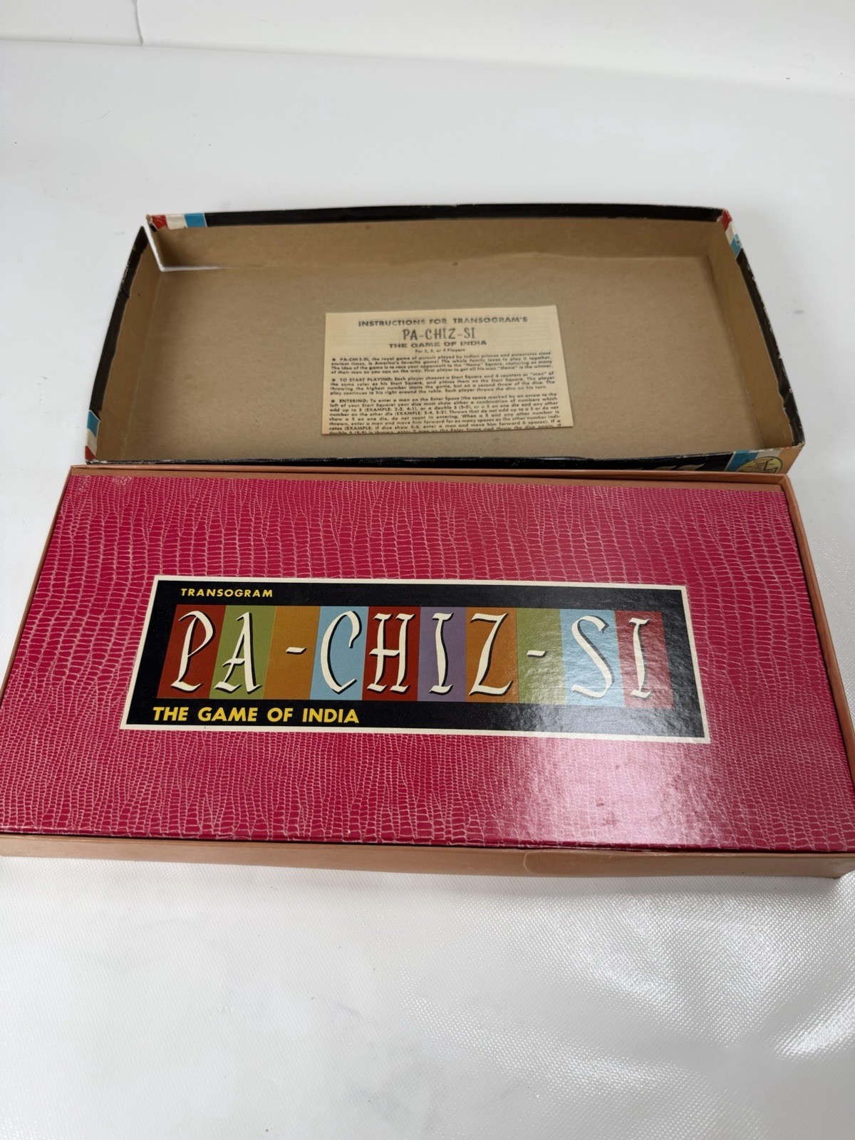 PACHISI Board Game Tiger Cover Classic Game of India Vtg PARCHEESI Complete
