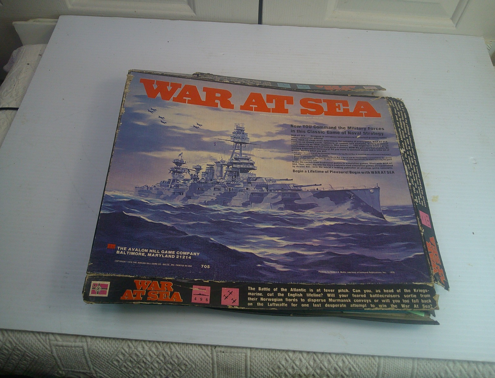 Avalon Hill War at Sea Strategy Game 1976Vintage Naval Wargame