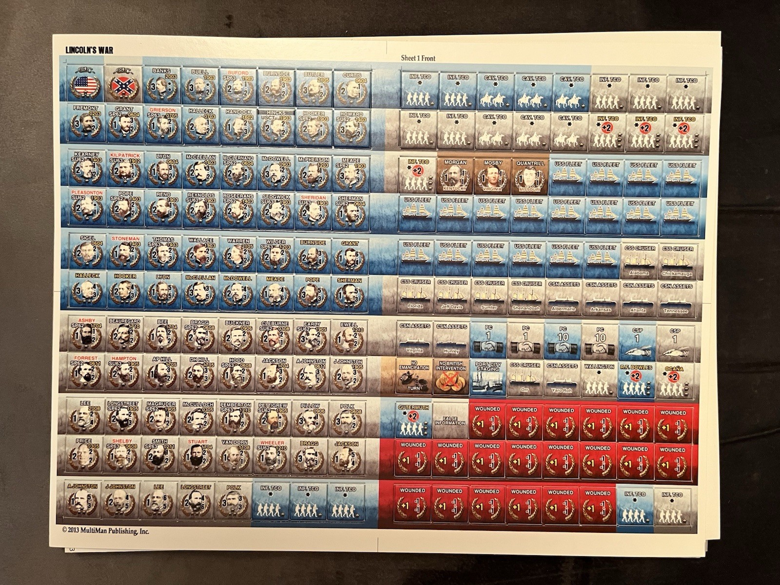 Multiman MMP Lincoln’s War Board Game Unpunched