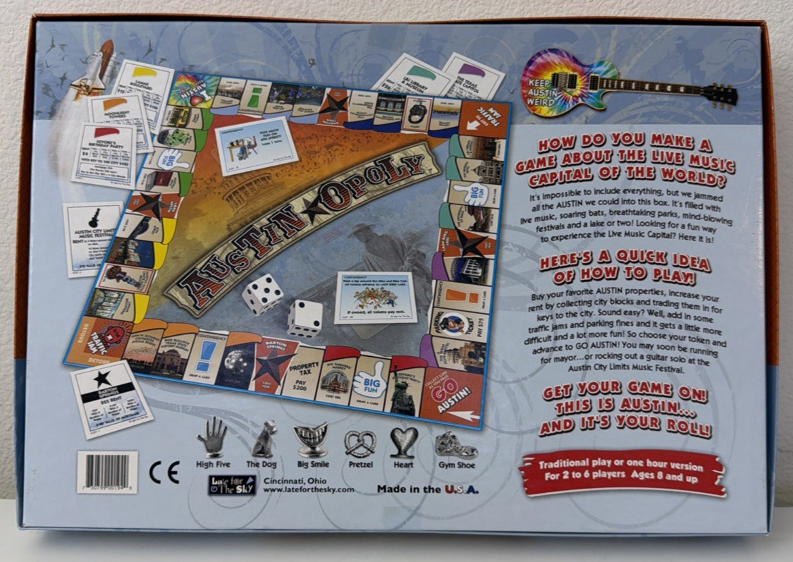 Austinopoly Board Game Complete Austin Texas Edition Late For The Sky 2016 USA