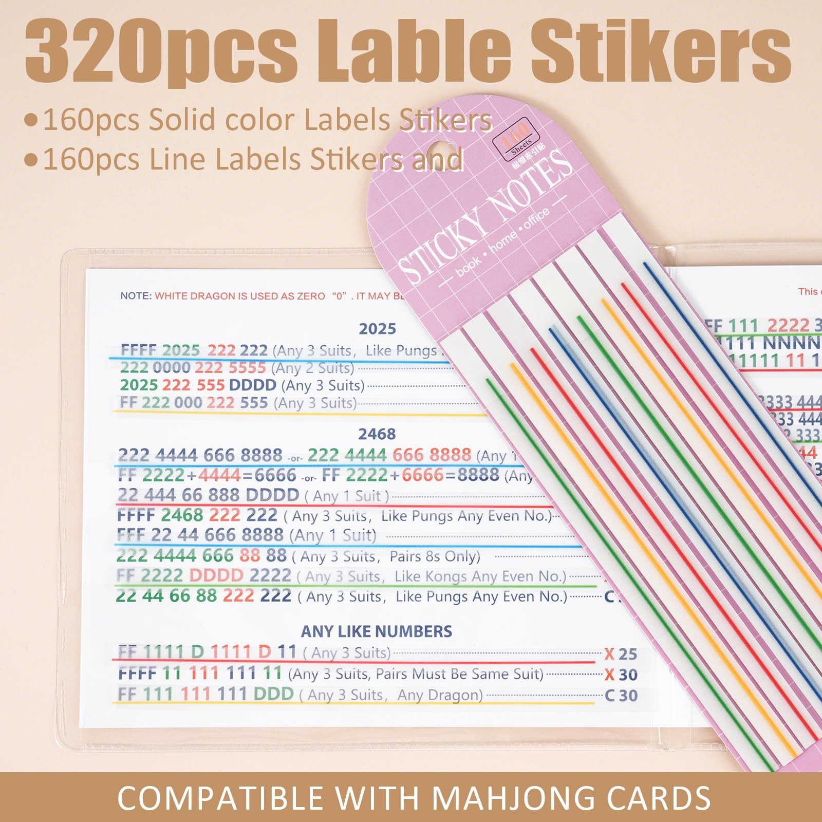 320 pcs Mahjong Card Line Finder Highlighter Tape, Mahjong Line Highlighter S…