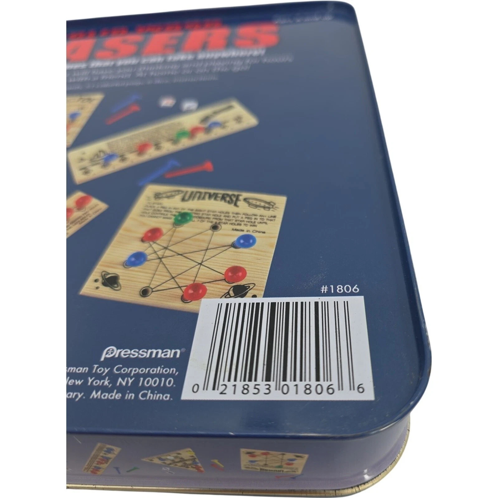 Pressman Solid Wood Teasers 7 Travel Puzzle Games Set w/ Tin Box #1806