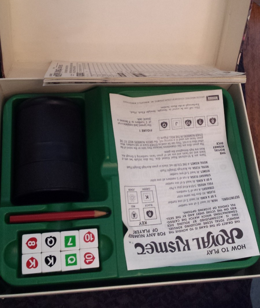 Royal Kismet Poker Dice Game Complete with a few Score sheets – Lakeside 1974