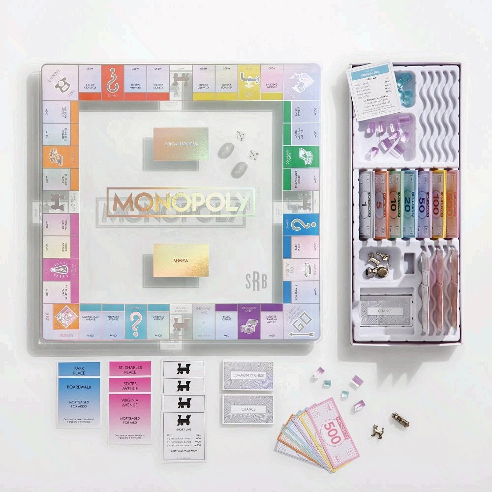🔥 FREE SHIP Aura Monopoly Game Set Glass Board Luxury Edition Family Gift Game