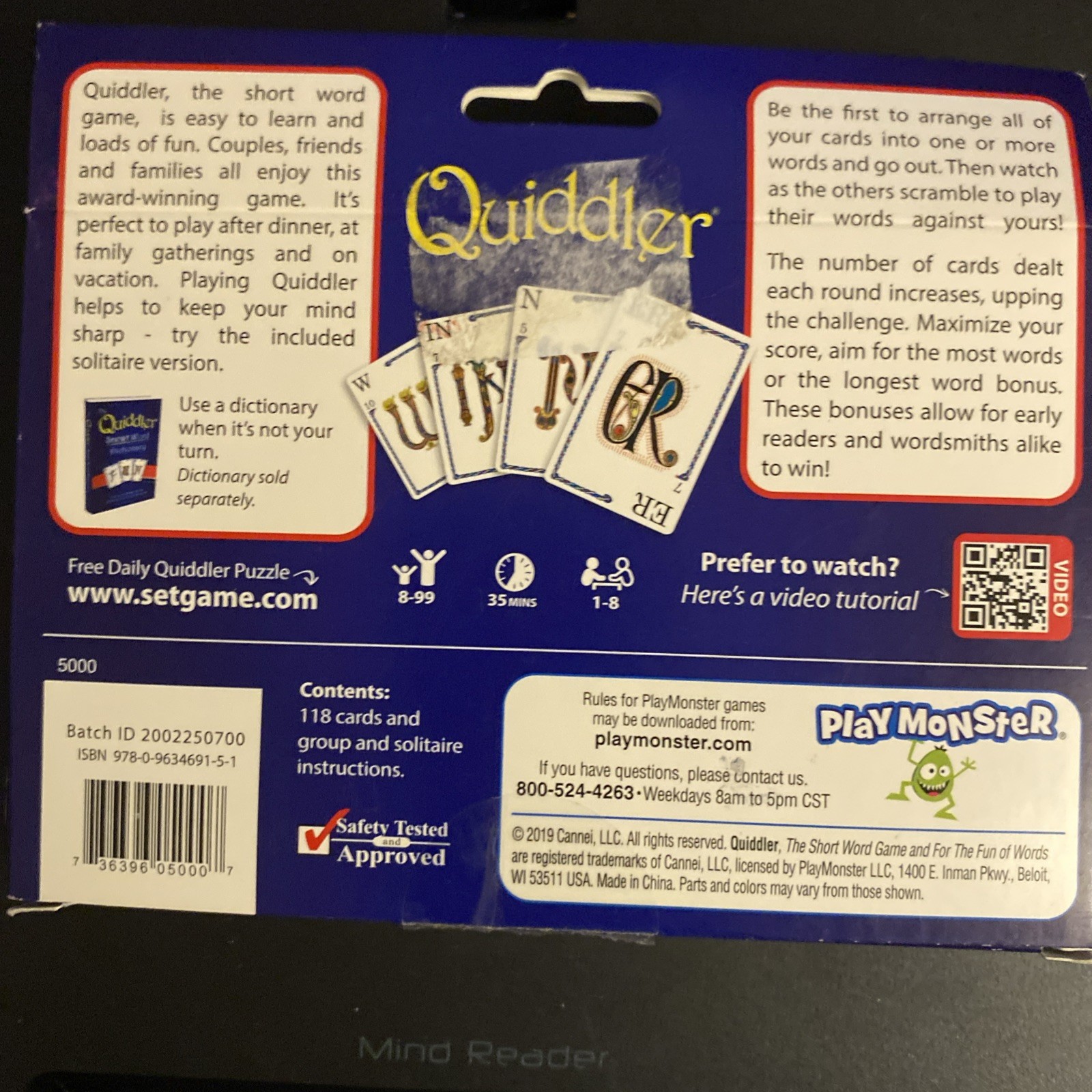 QUIDDLER Classic Card Word Game – Family Game Night Kids 8+ & Adults Short Words