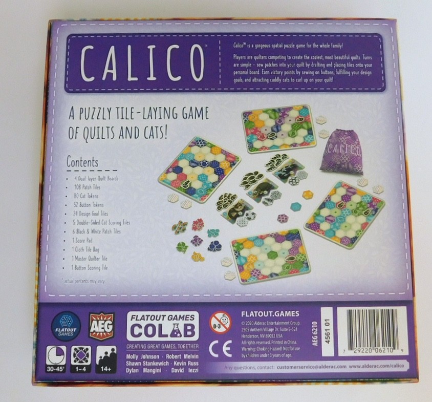 Calico Tile Placement Puzzle Game by AEG with Kickstarter Promo cats