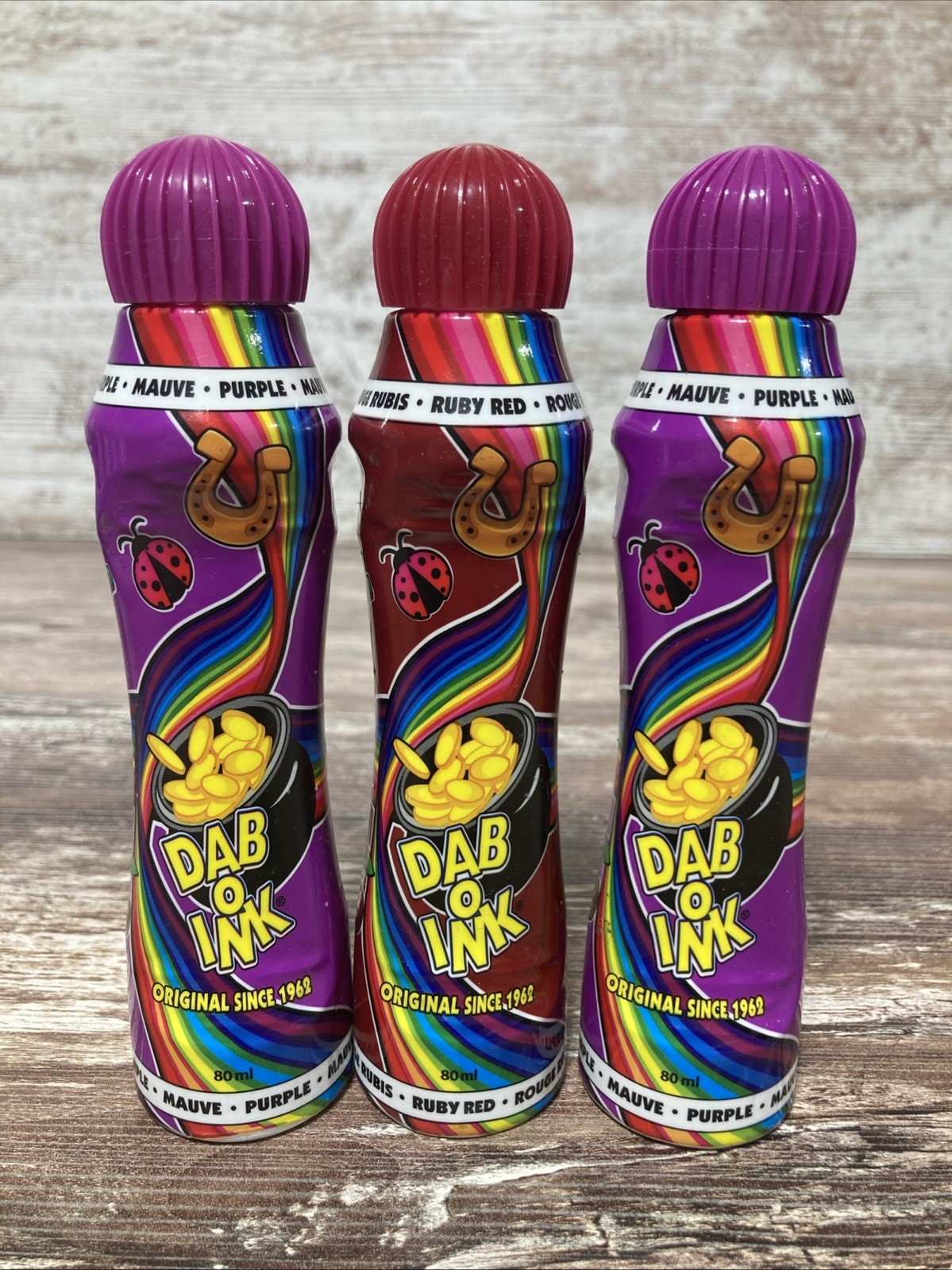 Bingo Daubers- Dab O Ink 3oz- Purple And Ruby Red – Set of 3 Daubers
