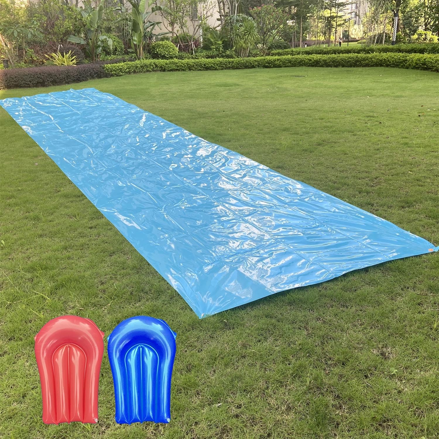 Slip and Slide 50ft x 6ft Heavy Duty 2 Bodyboards Gnimihz Thicker Lawn Water