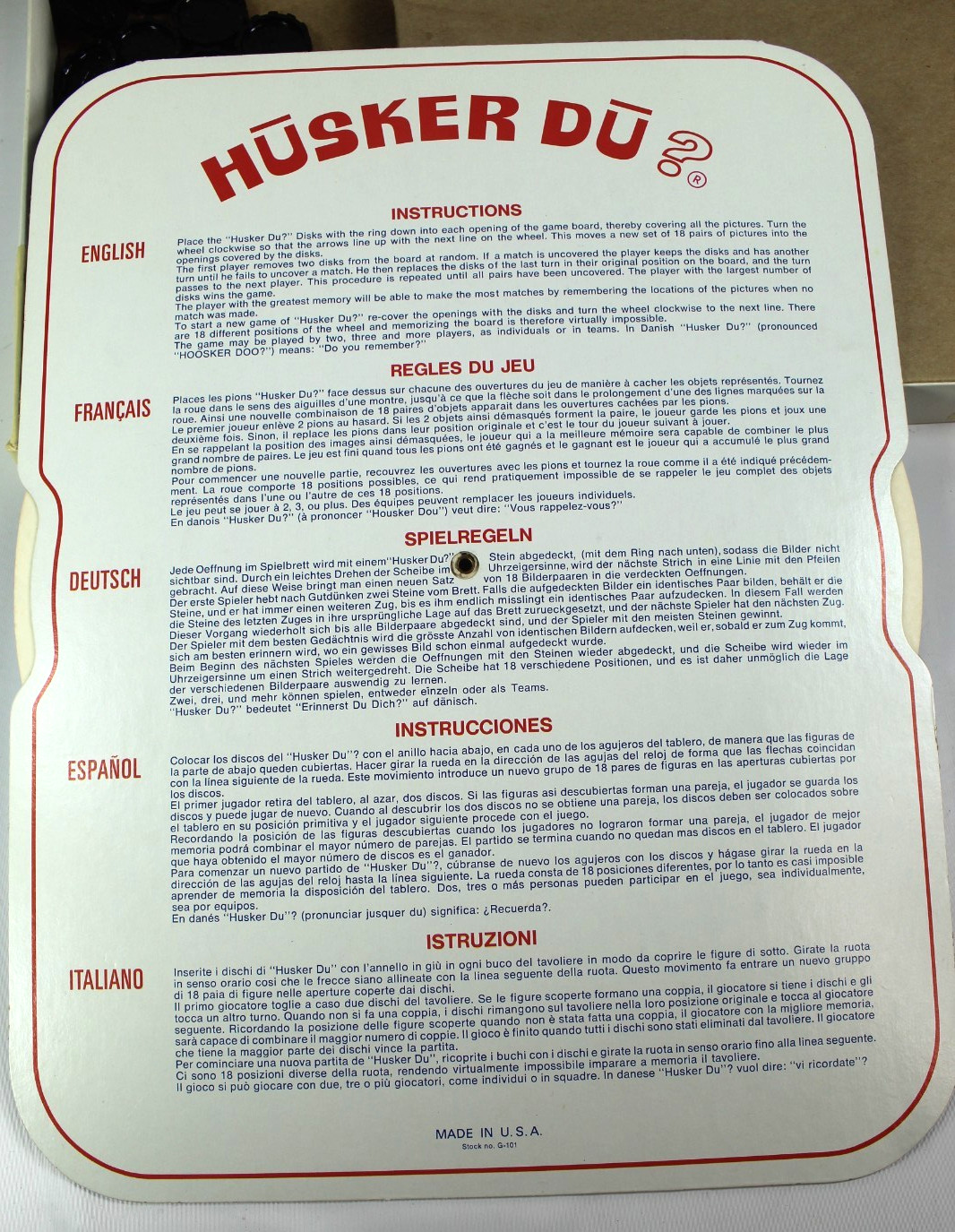 Husker Du? 1970 Kids Memory Game w/ 37 Discs, Game Board. Vintage, Hard To Find