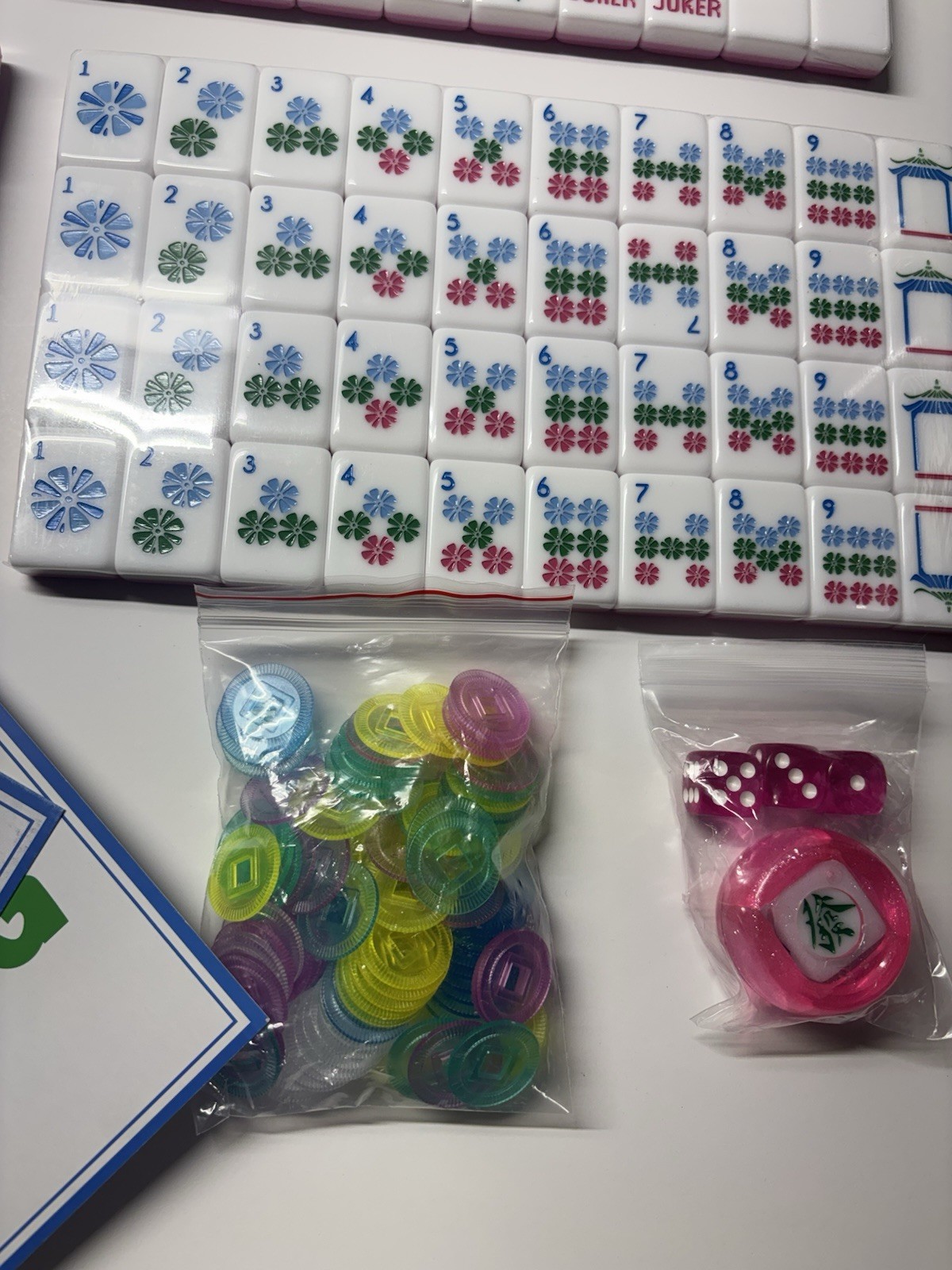 American Mahjong Tile Set(Pink) with Carrying Bag and Accessories, 160 Acrylic