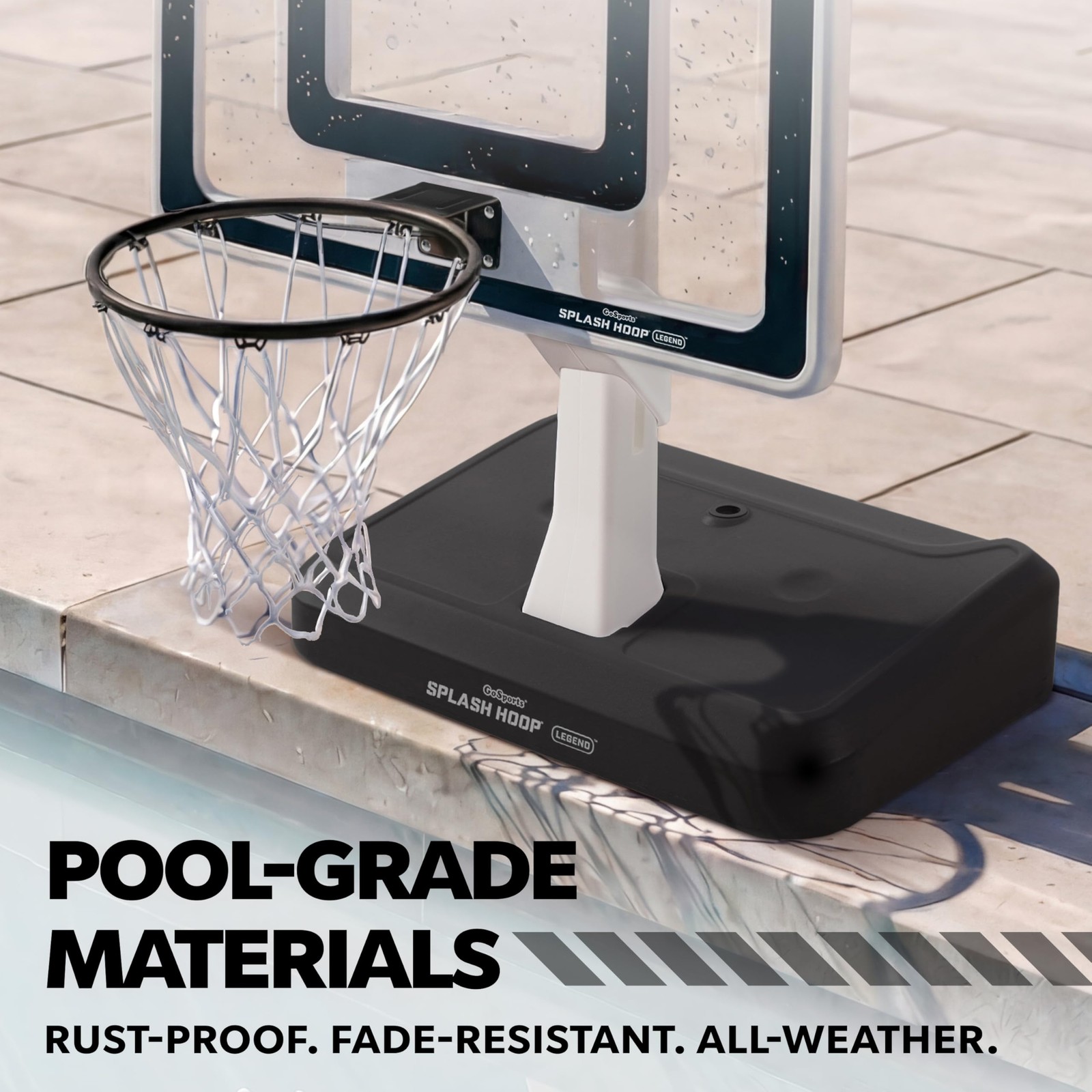 Pool Basketball Hoop Adjustable Height Regulation Steel Rim Black GoSports Game