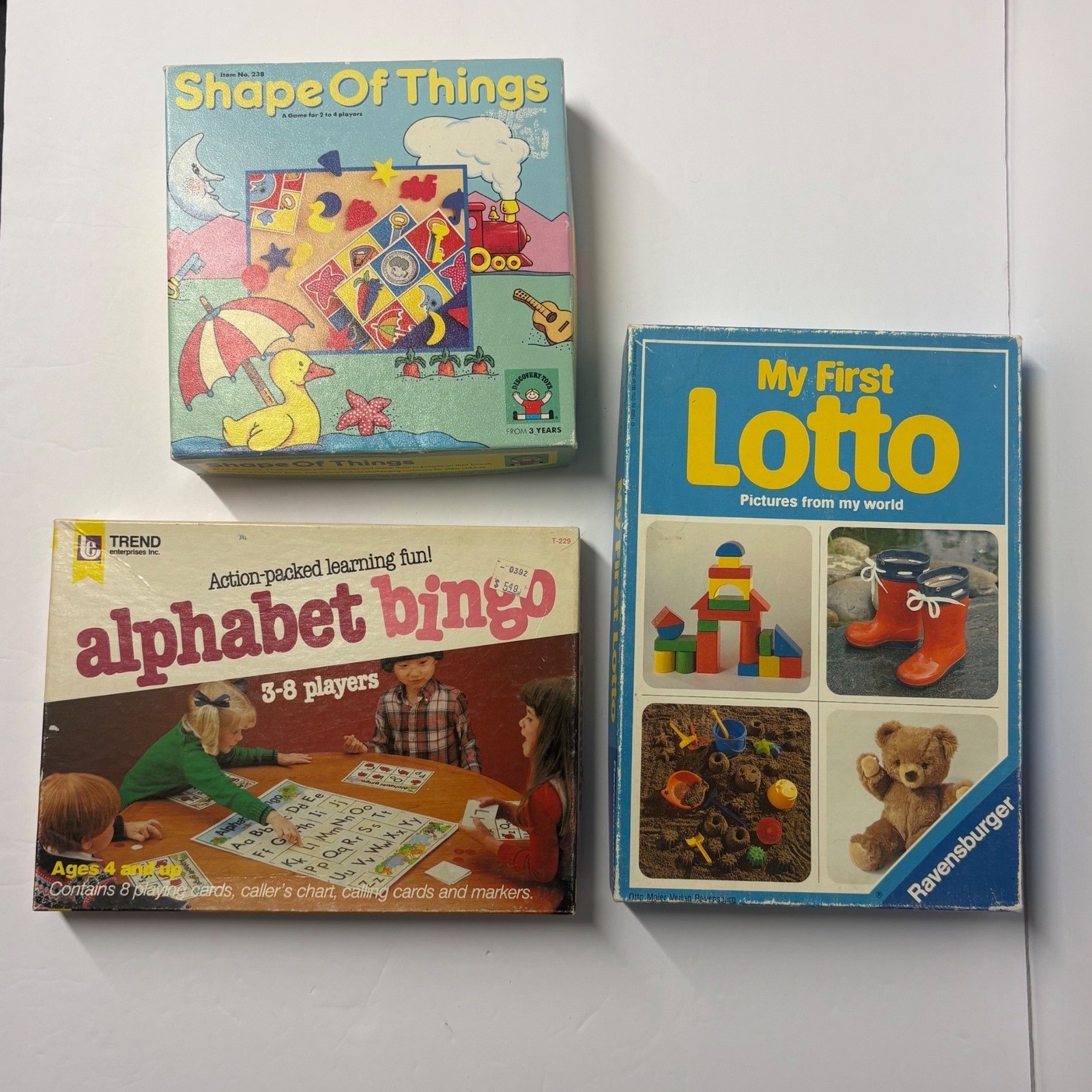 Vintage 1980s Educational Game Lot Alphabet Bingo My First Lotto Shape Of Things