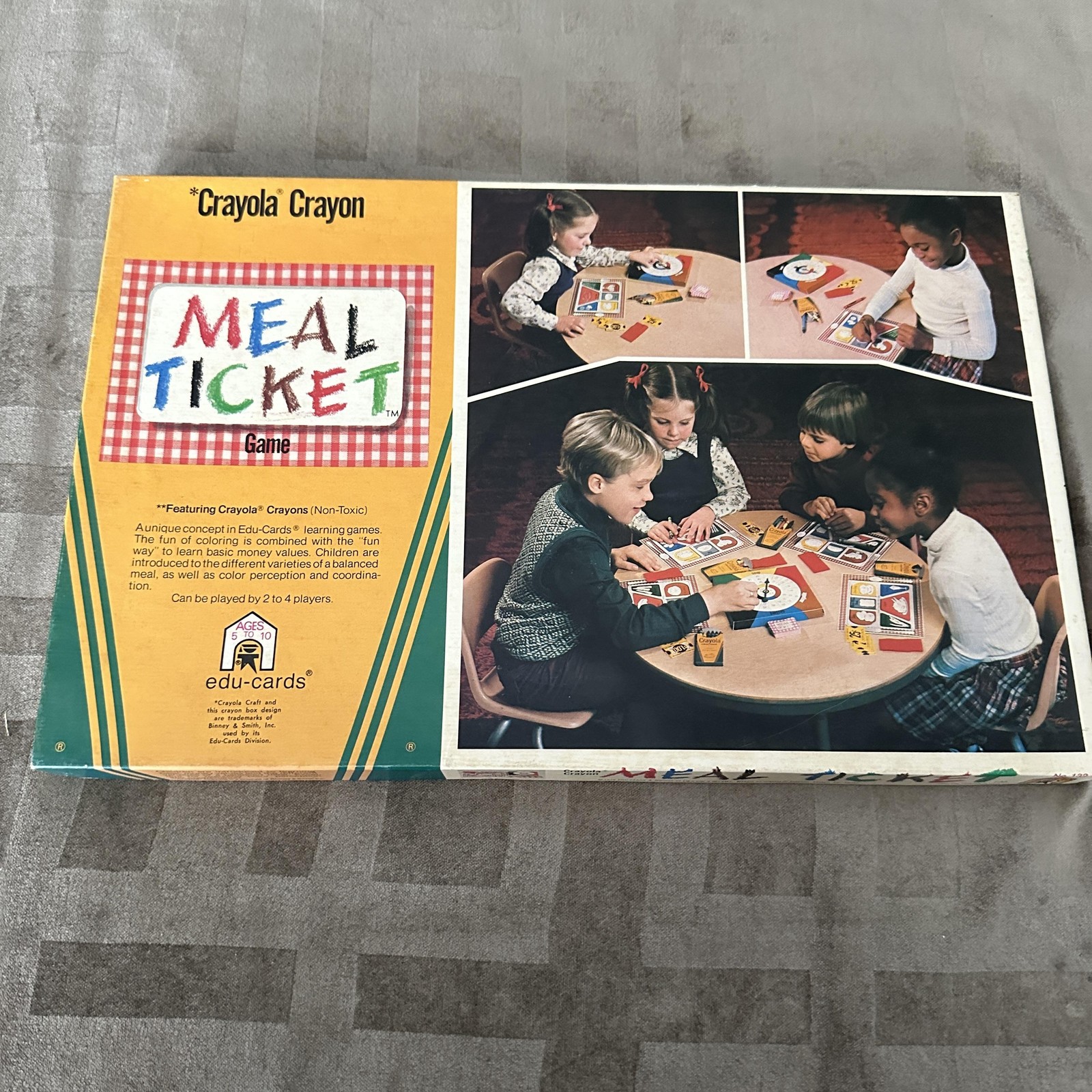 Vintage 1975 Crayola Crayon Meal Ticket Edu-Cards Kids Board Game Ages 5-10