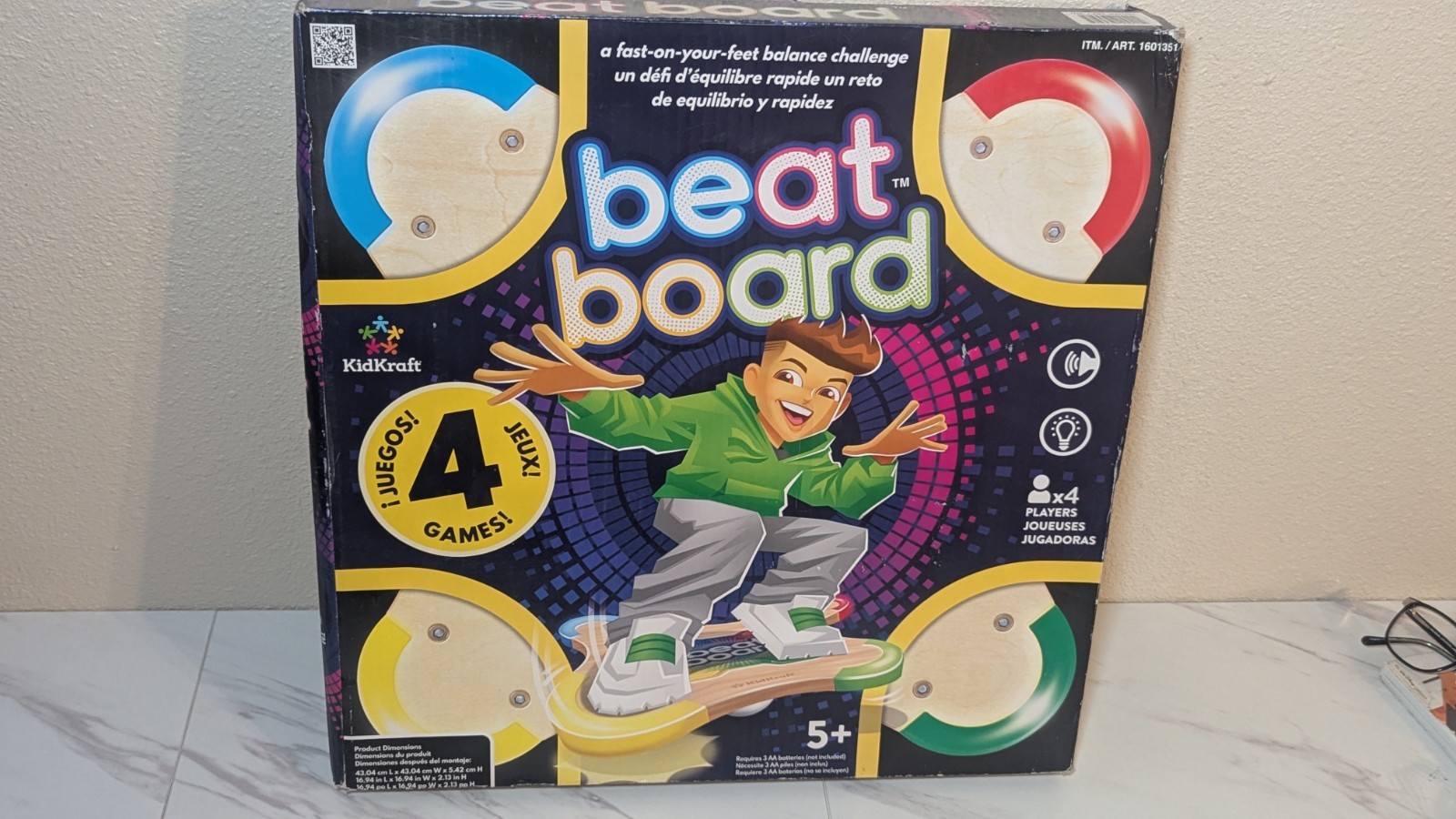 KidKraft Beat Board 4 Games 5+ Solo Mission Head to Head DJ Balance Challenge