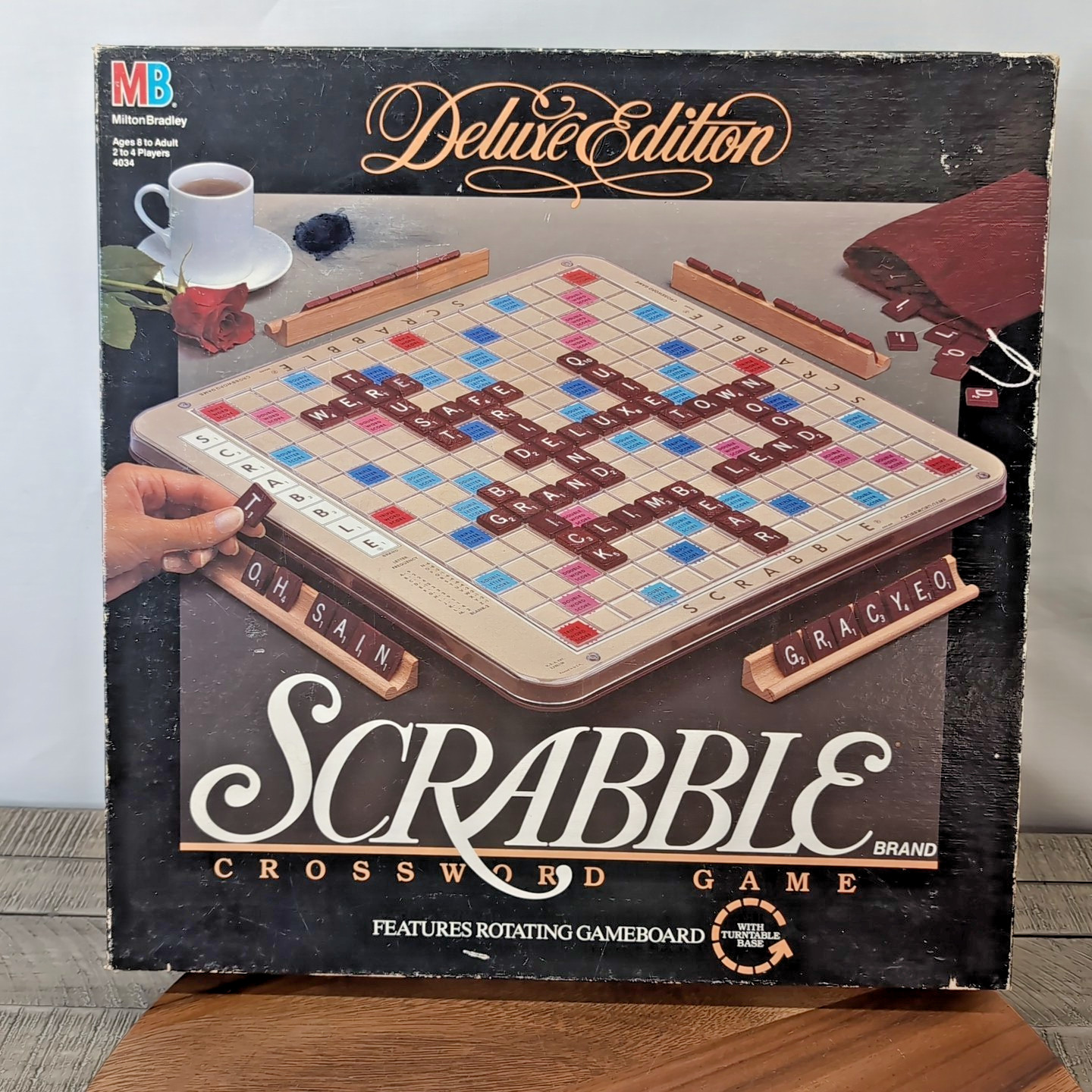 Vintage Scrabble Deluxe Edition 1989 Milton Bradley Rotating Board Complete