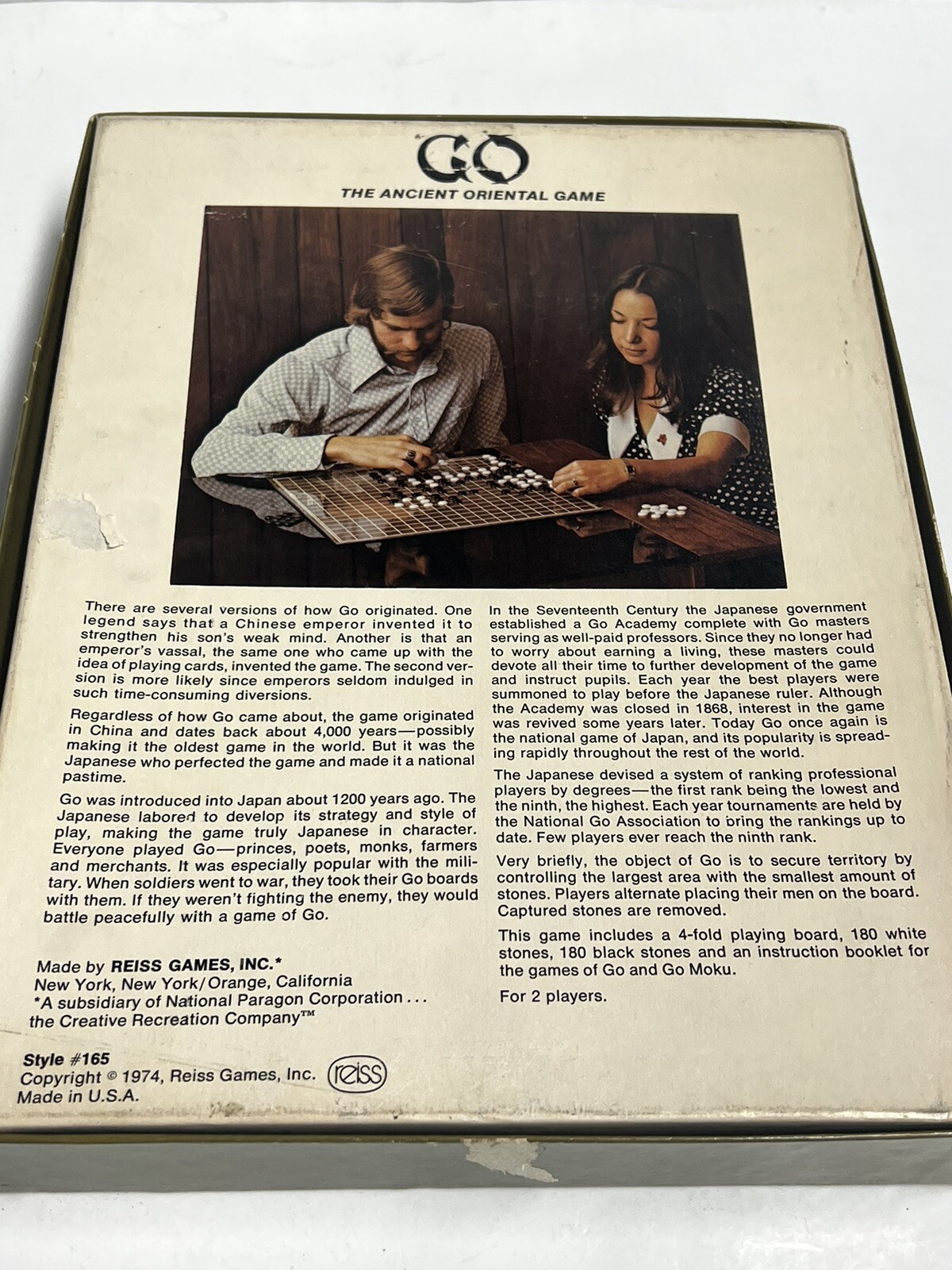 Vtg 1974 Reiss GO The Ancient Oriental Board Game COMPLETE Bookshelf #165 VGUC