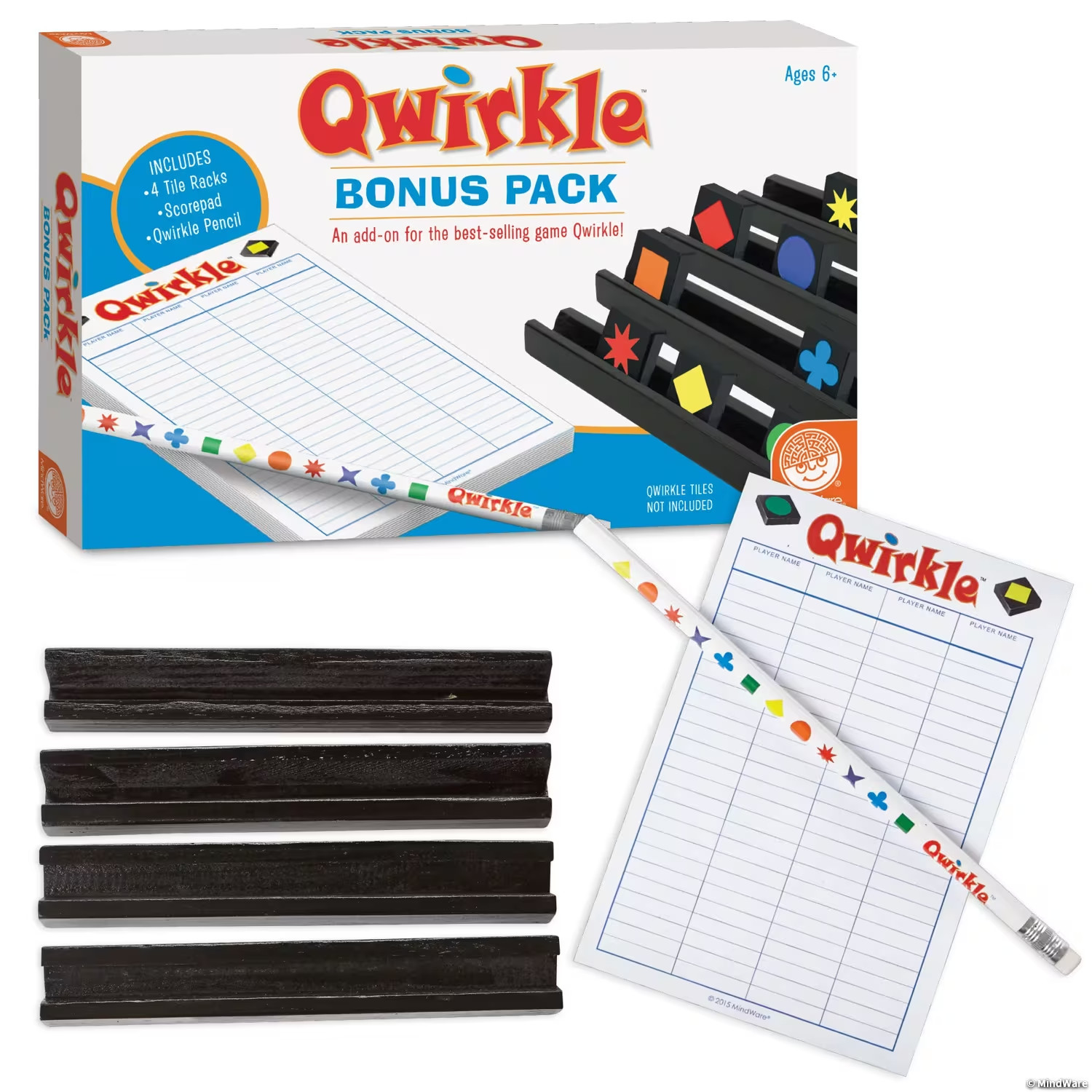 QWIRKLE Bonus Pack – Tile Racks, Scorepad, Pencil – New & Sealed