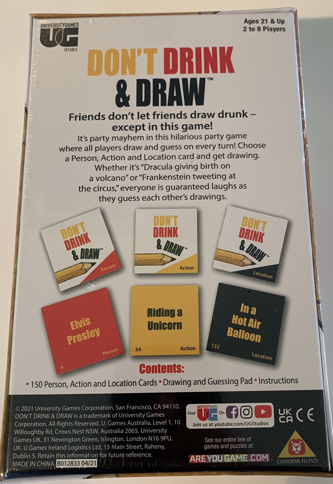 DON’T DRINK & DRAW by University Games Ages 21+ 2 to 8 Players Brand New Sealed