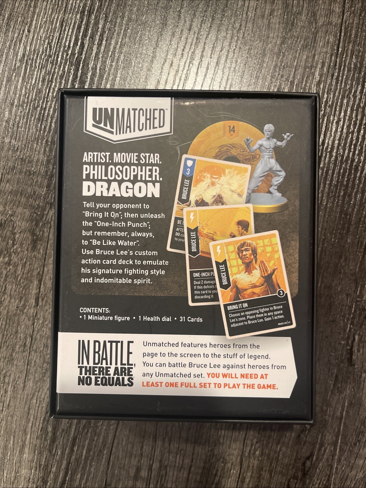Unmatched Bruce Lee. RARE and Out of Print board game. Complete and SLEEVED.