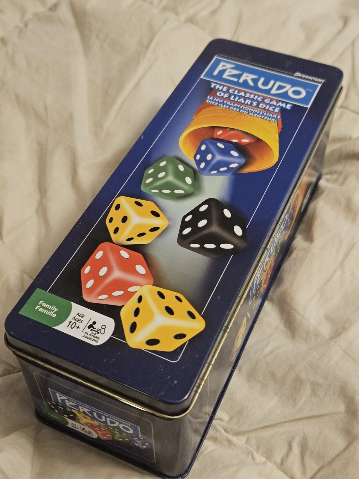Pressman Perudo Liar’s Dice Strategy Game Tin Set, Travel Size, Ages 10+ as is