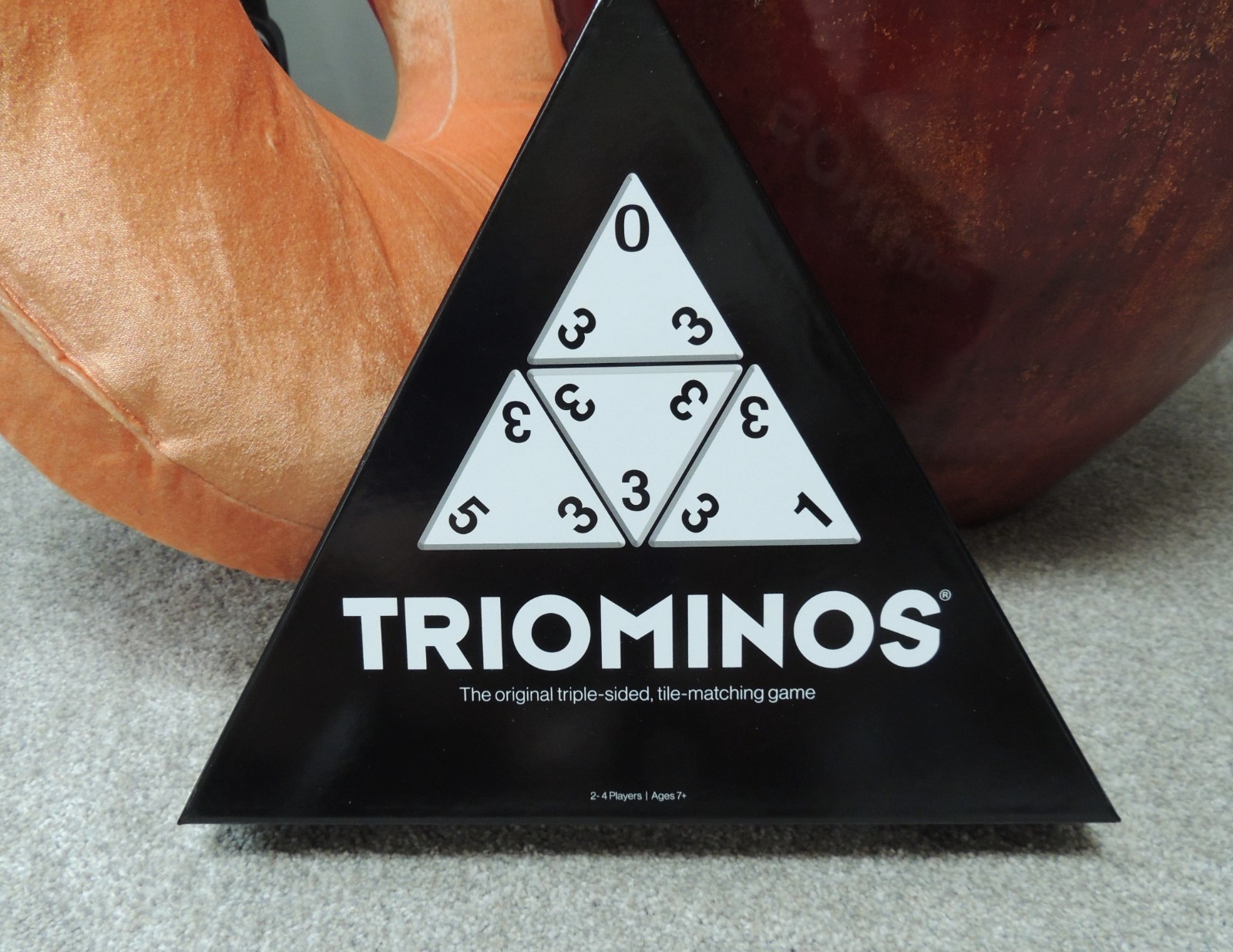 Triominos Original Triangular Tile Matching Game, 2-4 Players New w/Corner Ding
